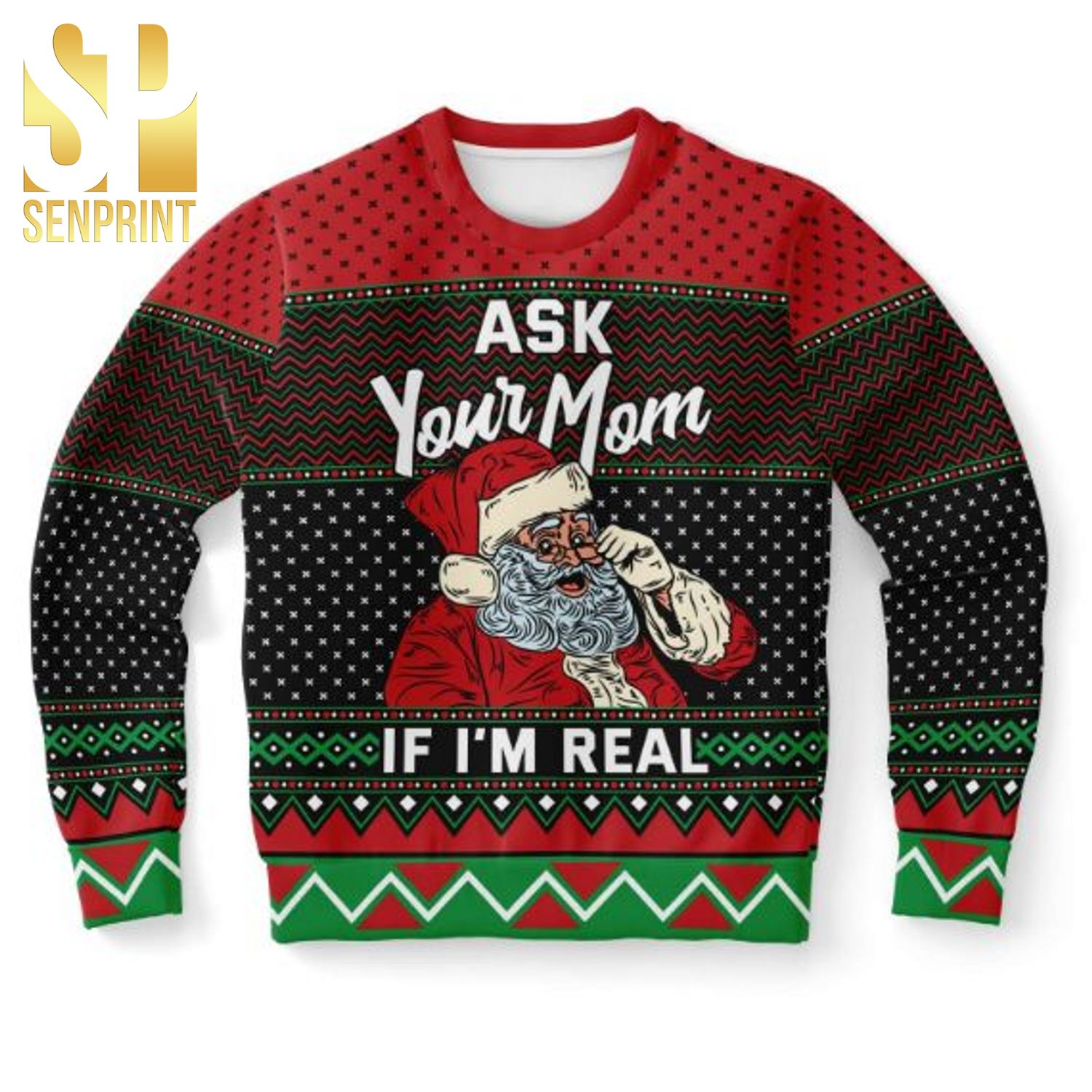 Ask Your Mom If I’m Real Ugly Christmas Wool Knitted Sweater