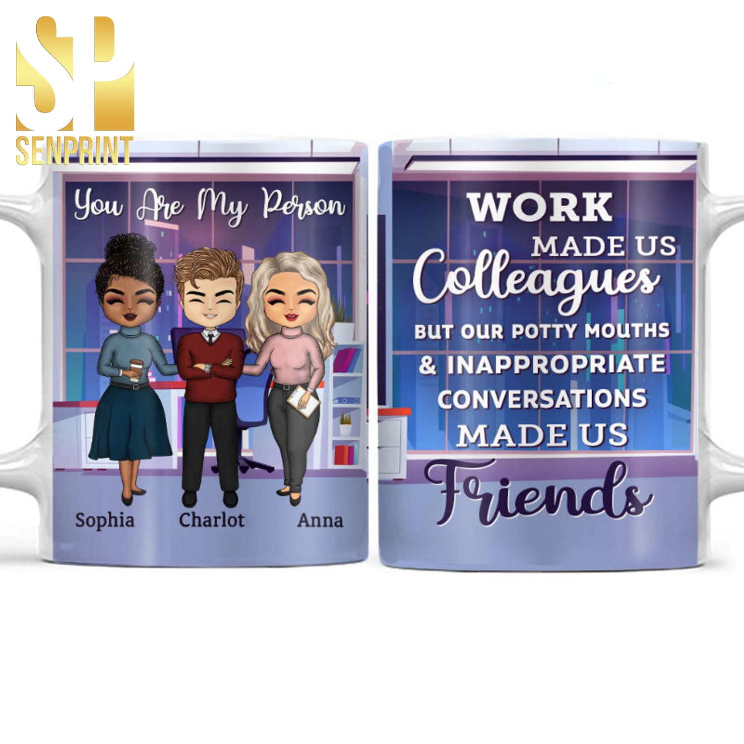 Personalized Work Made Us Colleagues Friends BFF Bestie Gift Mug
