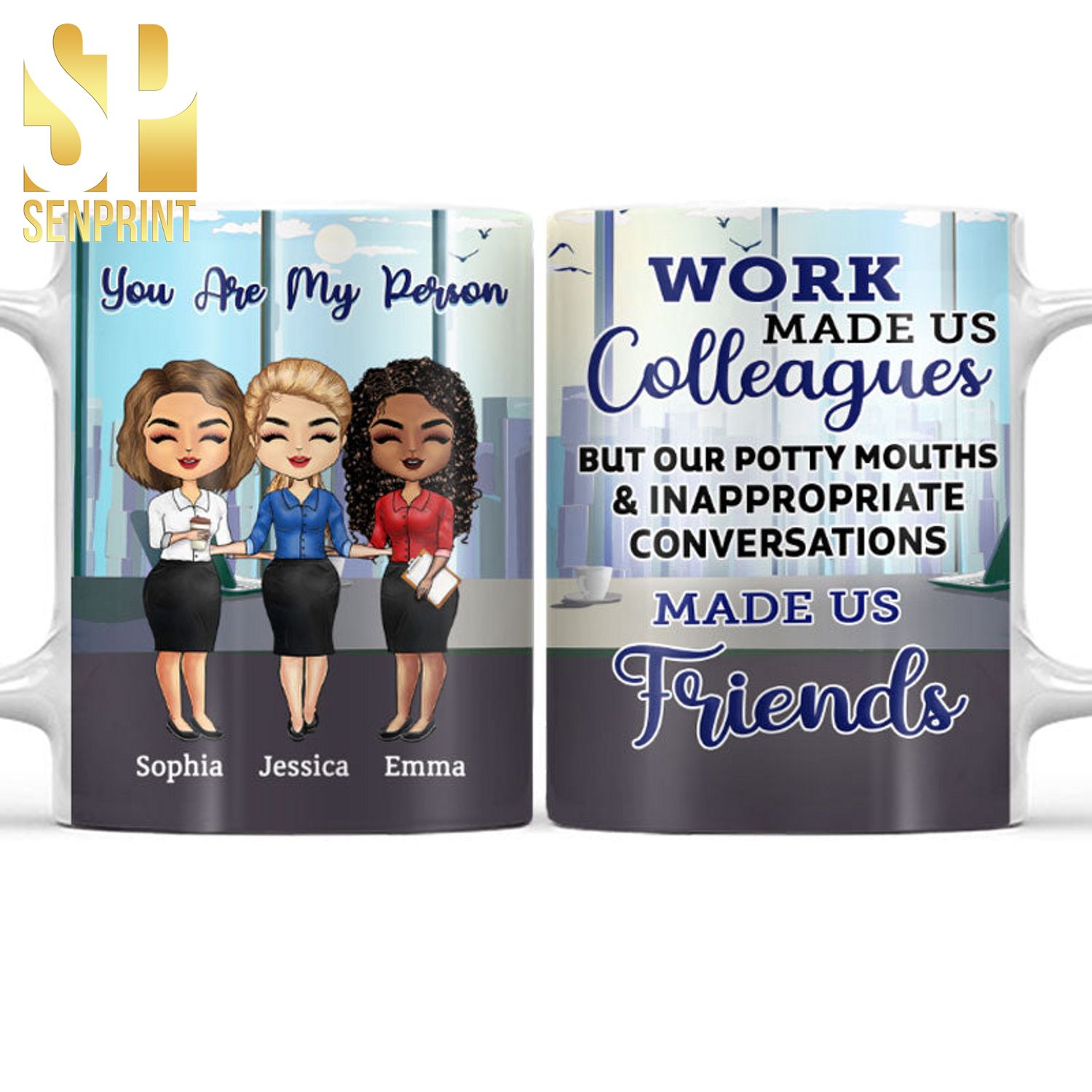 Personalized Work Made Us Colleagues Office Worker BFF Bestie Gift Mug