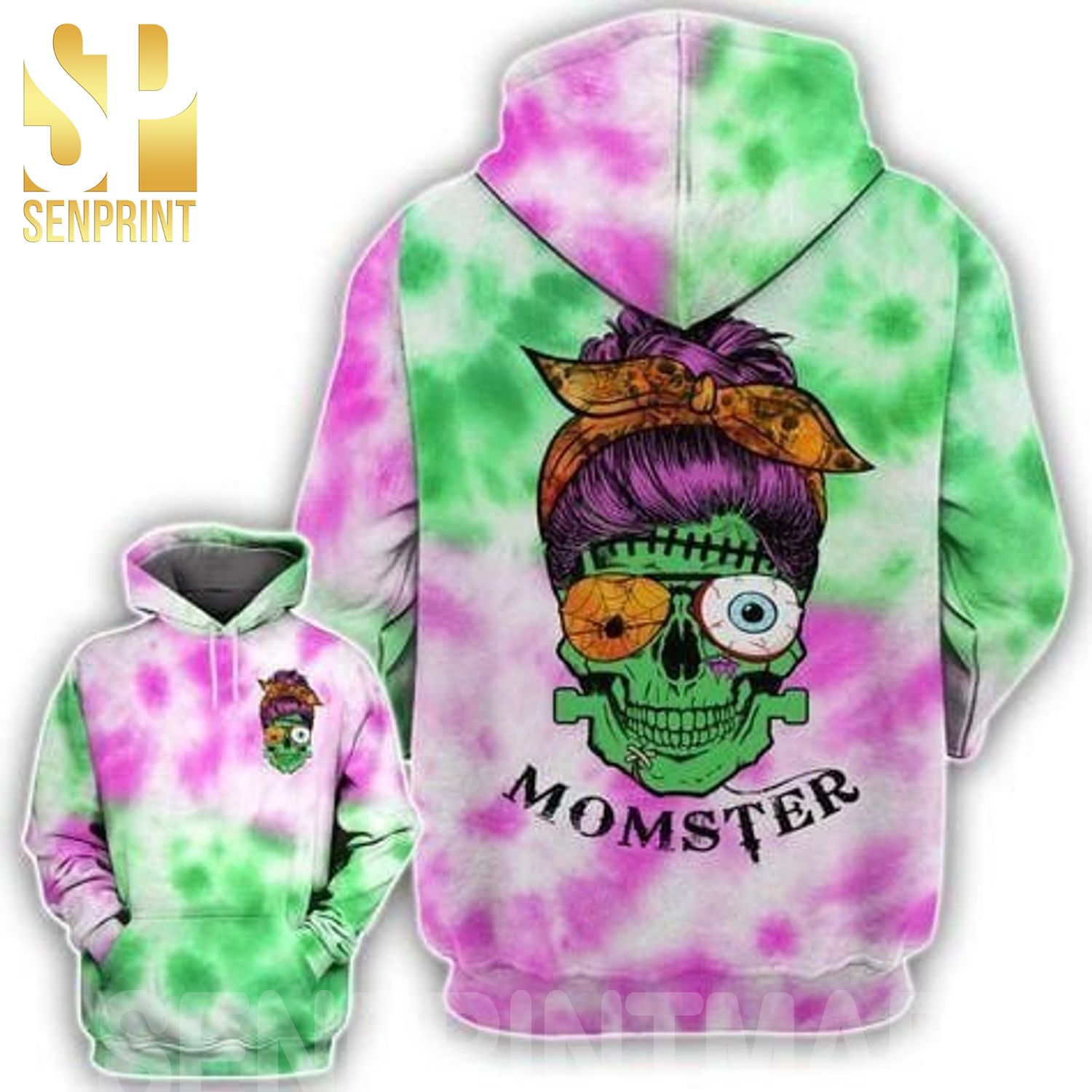 Skull Momster Tie Dye Full Print Shirt