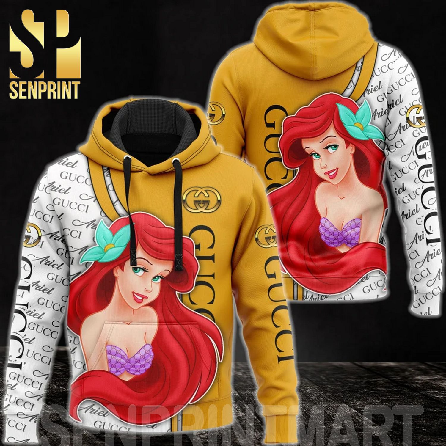 Gucci Ariel Mermaid Symbol Luxury All Over Print Shirt