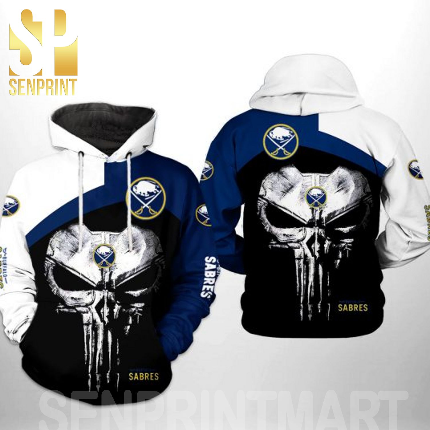 Buffalo Sabres NHL Skull Punisher 3D All Over Print Shirt