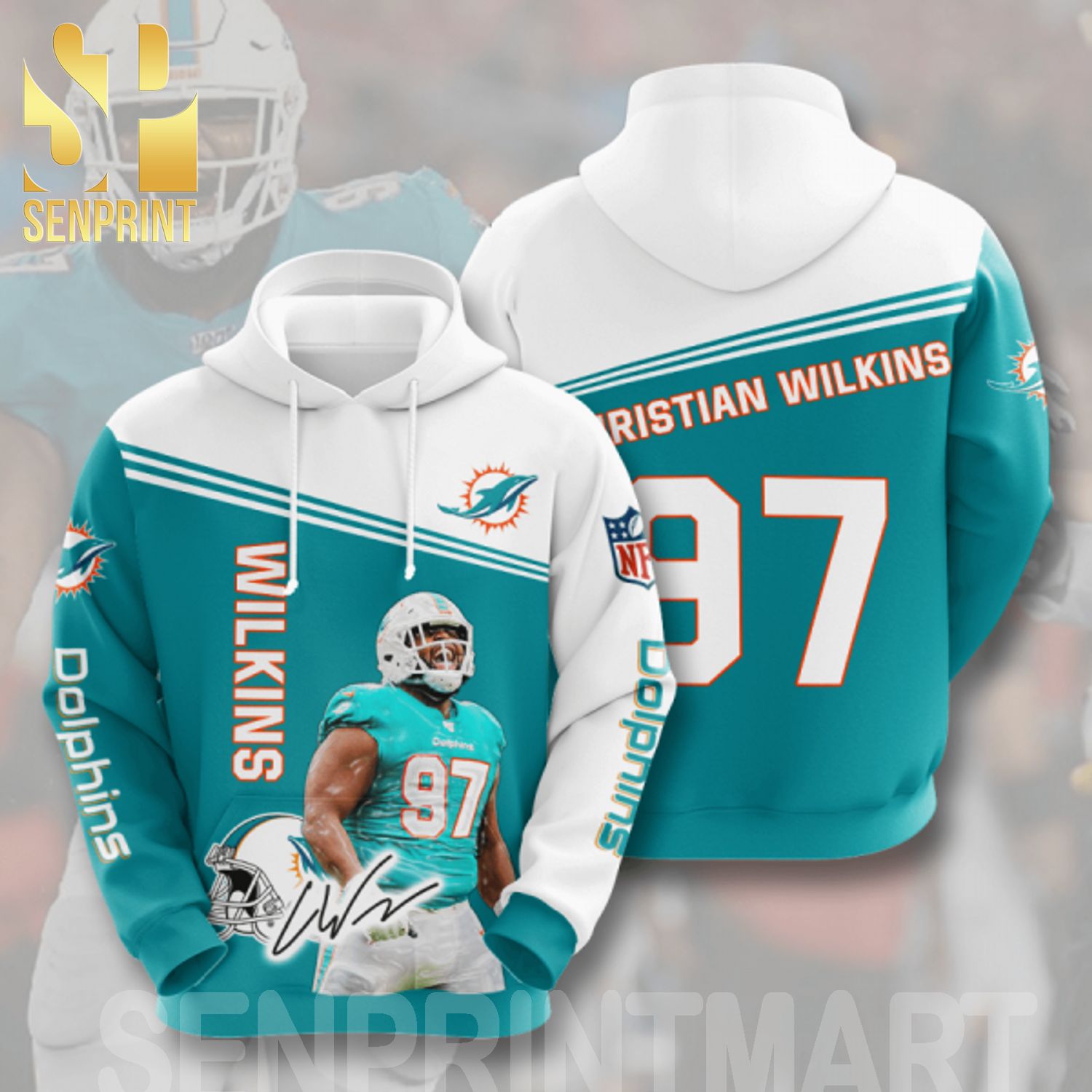 Christian Wilkins Miami Dolphins 3D All Over Print Shirt