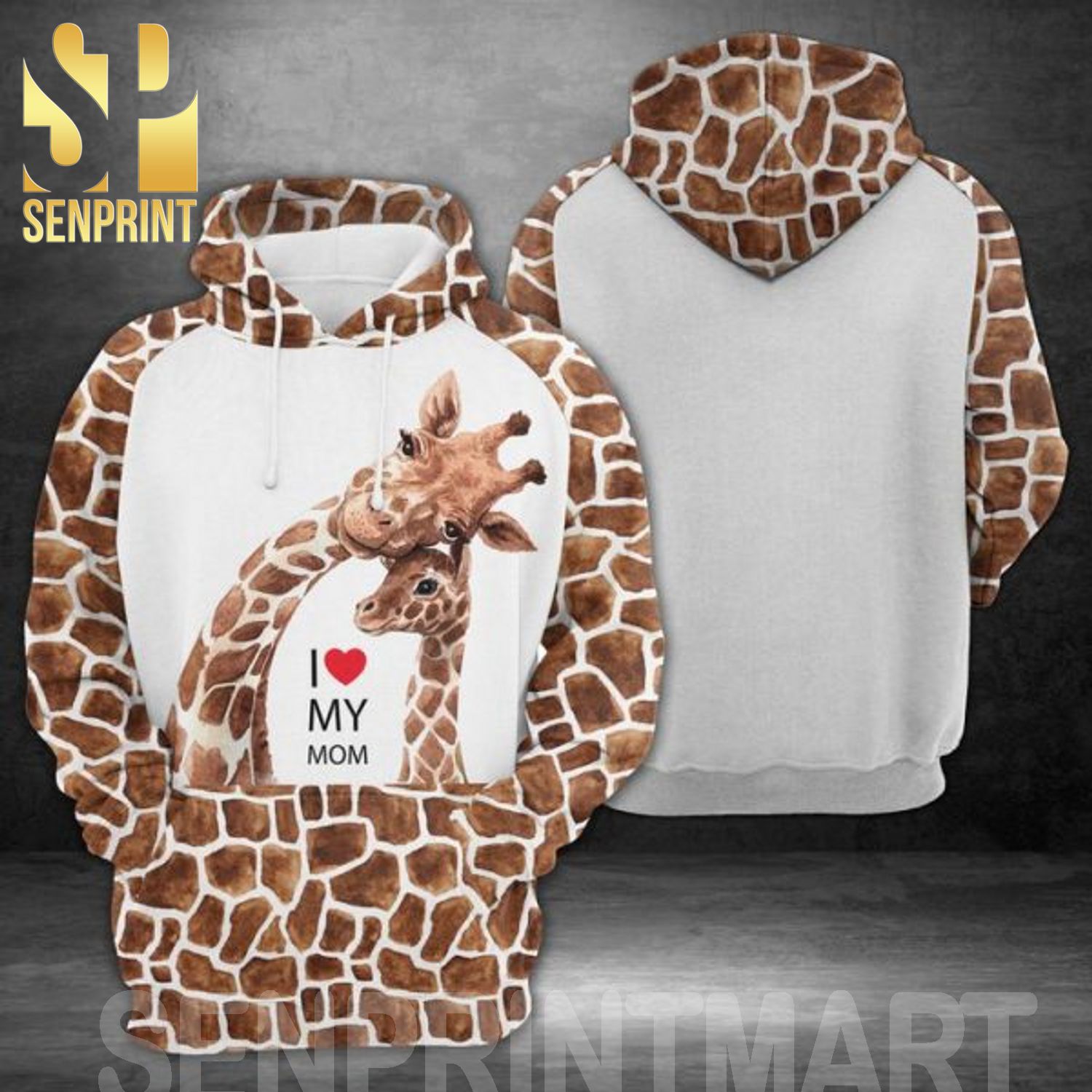 Giraffe Mom And Baby 3D All Over Print Shirt