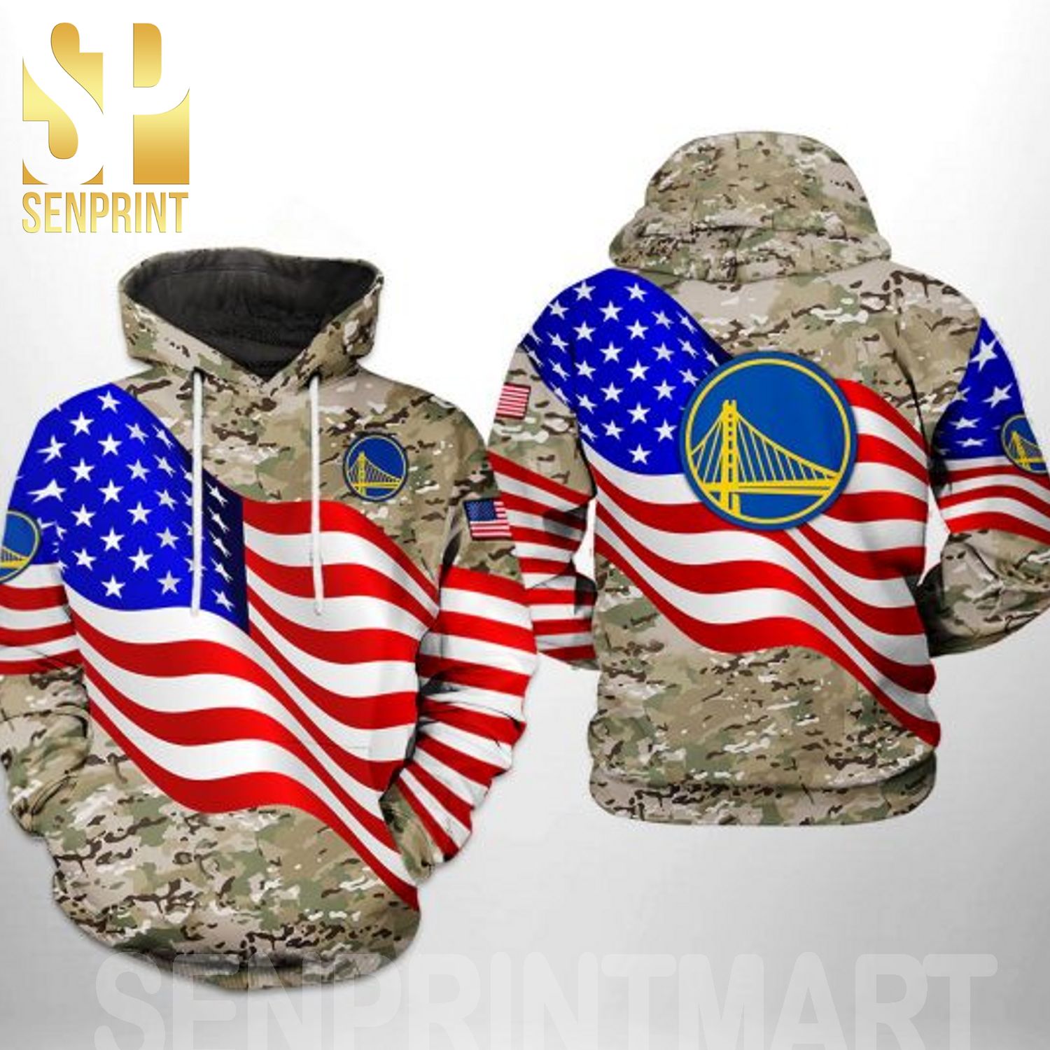Golden State Warriors NBA US Flag Camo Veteran Team 3D All Over Print Shirt