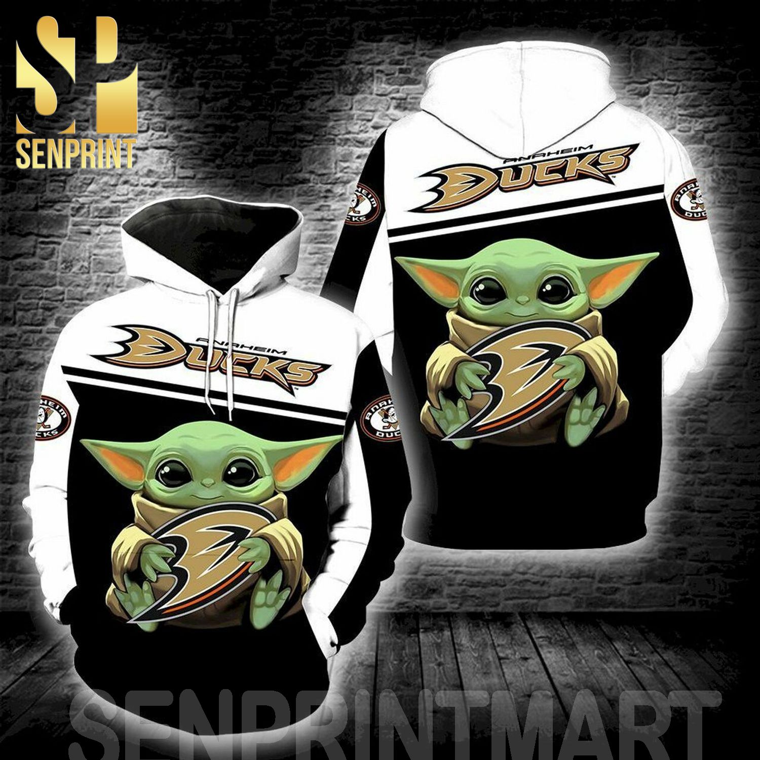 Baby Yoda Anaheim Ducks NHL Star Wars Pattern Full Printing Shirt