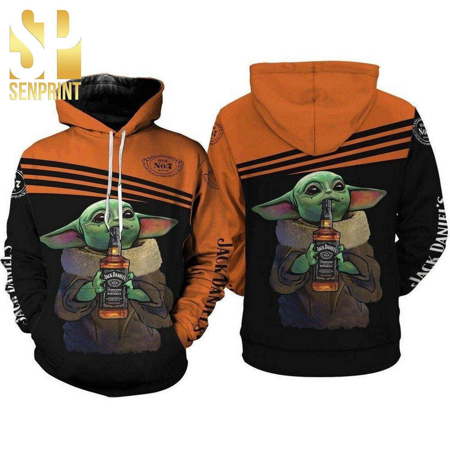Baby Yoda Jack Daniel’s Whiskey Star Wars Pattern Full Printing Shirt