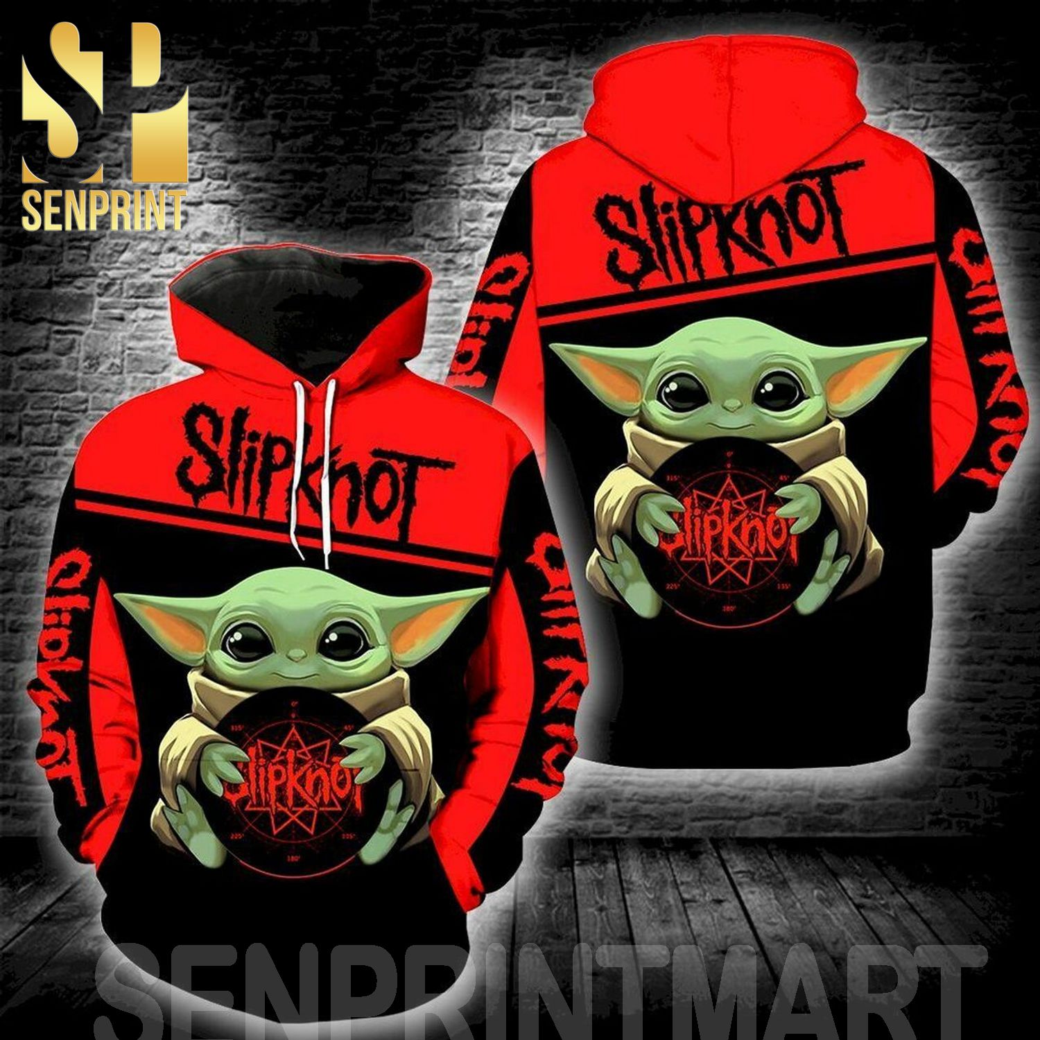 Baby Yoda Slipknot Band Star Wars Pattern Full Printing Shirt
