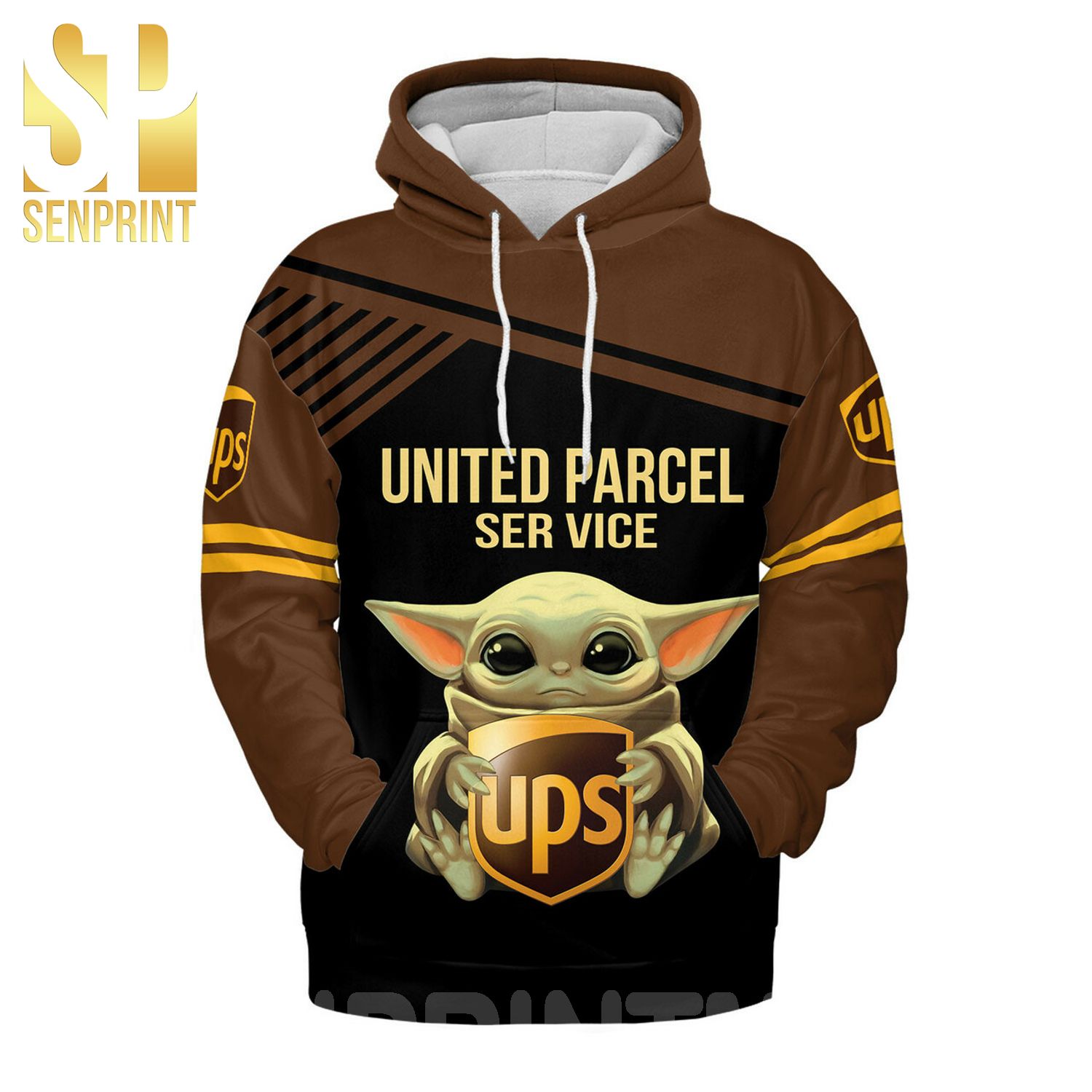 Baby Yoda United Parcel Service UPS Star Wars Pattern All Over Printed Shirt