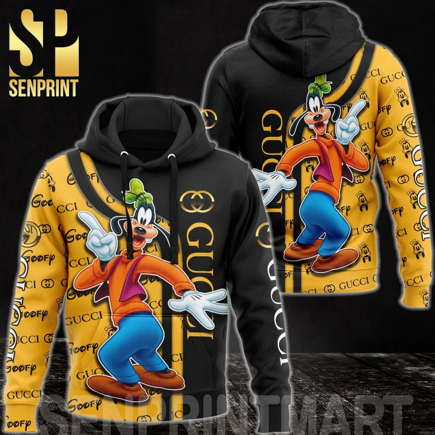 Gucci And Goofy Dog Symbol Pattern Disney Gifts Full Printing Shirt