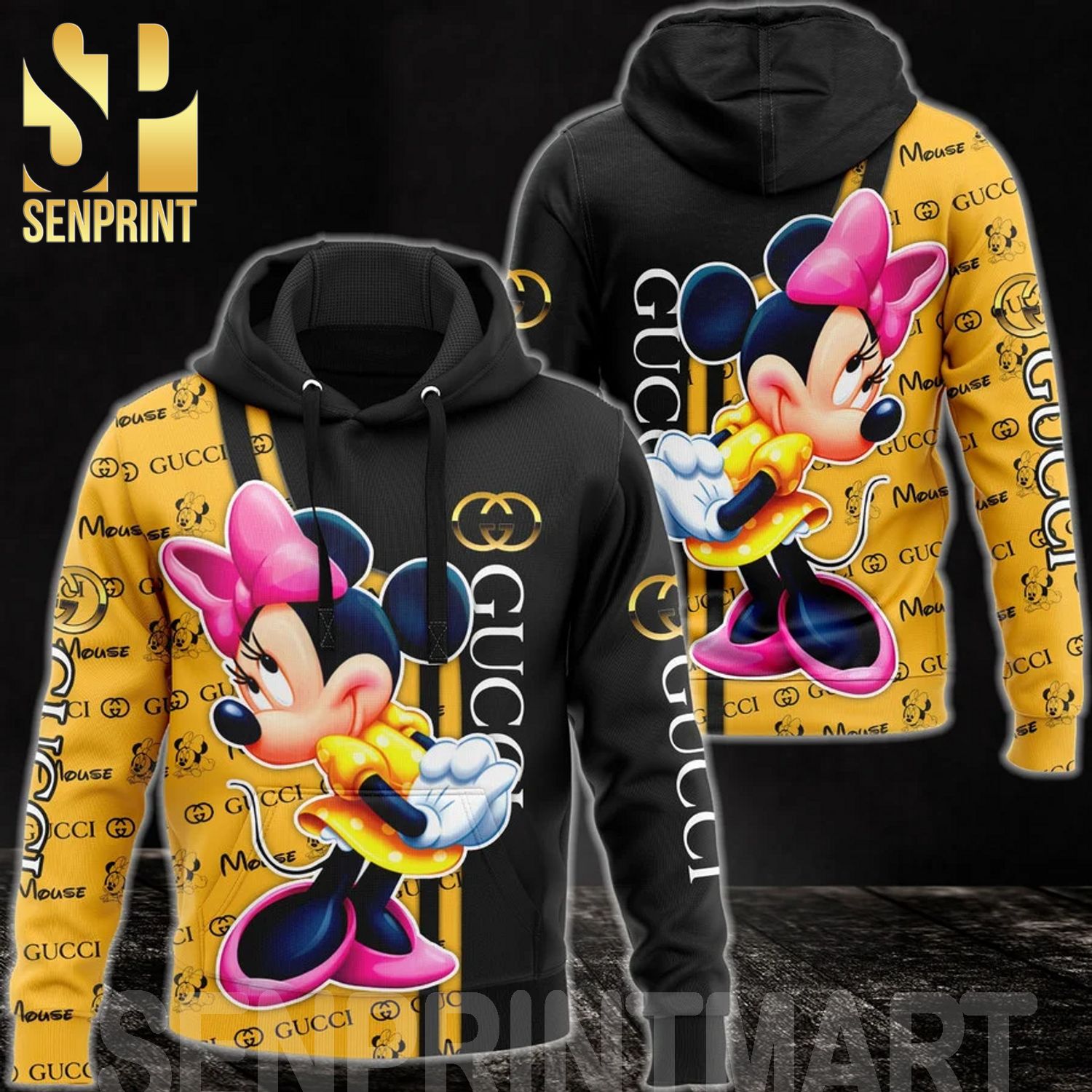 Gucci And Minnie Mouse Classic Symbol Pattern Full Printing Shirt