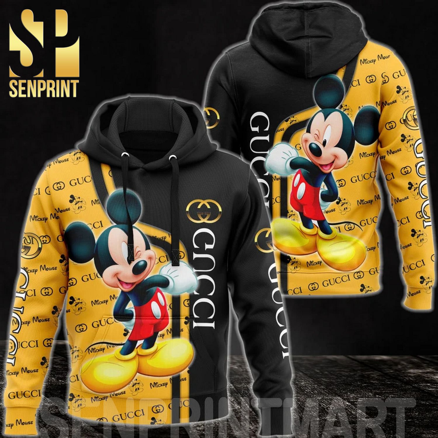 Gucci Ft Mickey Mouse Symbol Pattern Disney Gifts Full Printing Shirt
