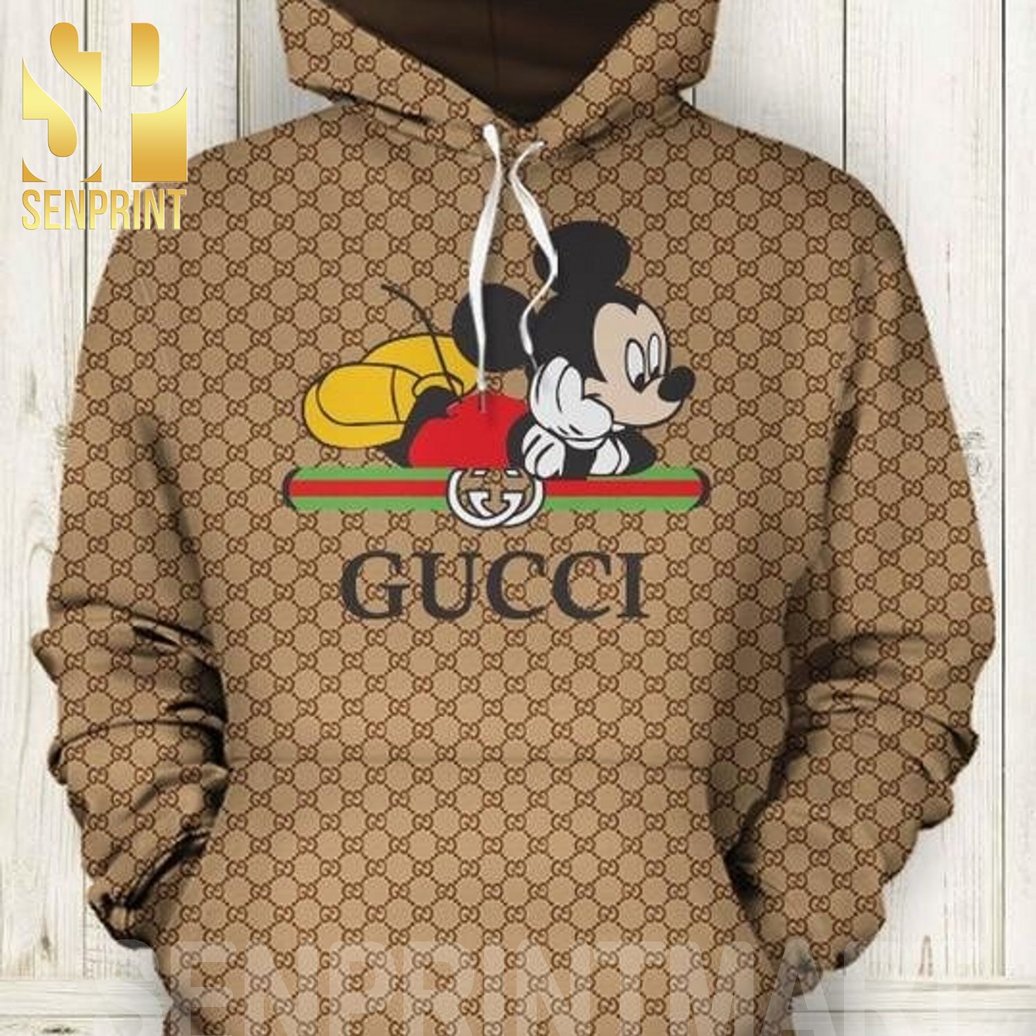 Gucci Mickey Mouse Classic Symbol Pattern Full Printing Shirt