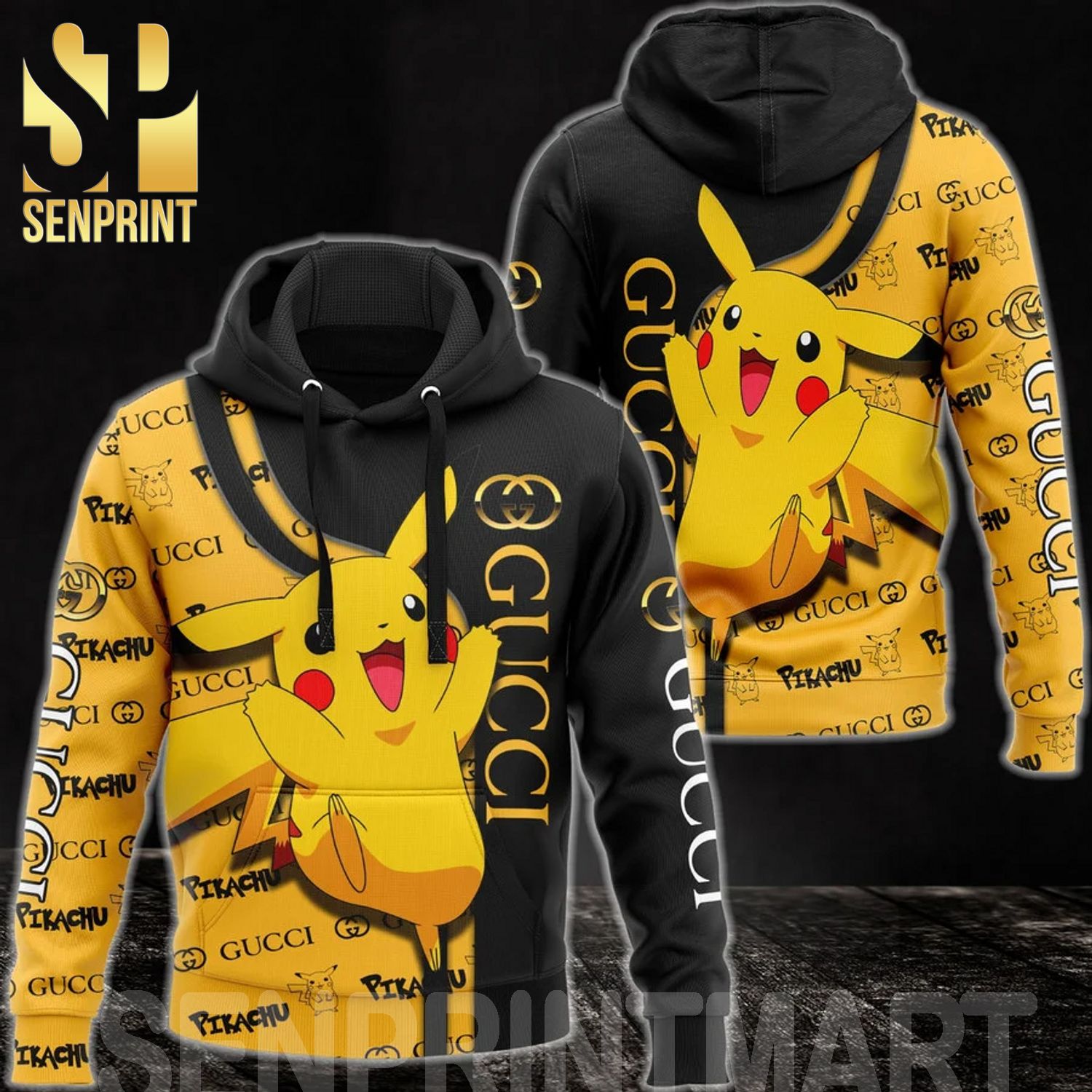 Gucci Pikachu Pokemon Classic Symbol Pattern Full Printing Shirt