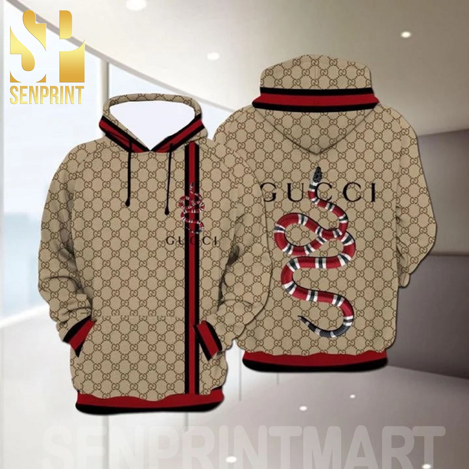 Gucci Snake Classic Symbol Pattern Full Printed Shirt