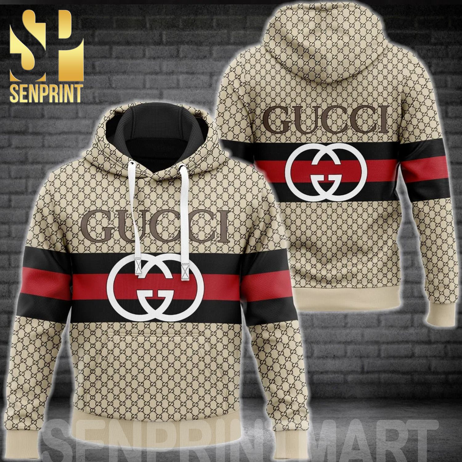 Gucci Stripe Classic Symbol Pattern 3D Full Printed Shirt