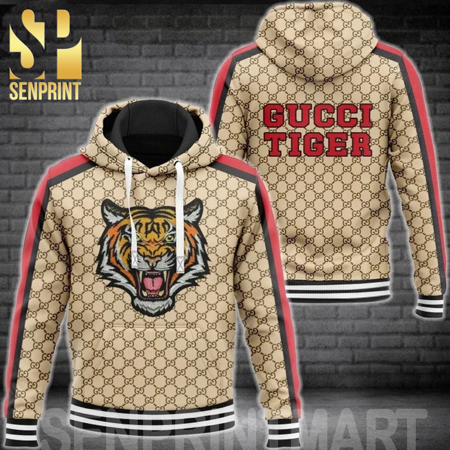 Gucci Tiger Version Classic Symbol Pattern Full Printed Shirt