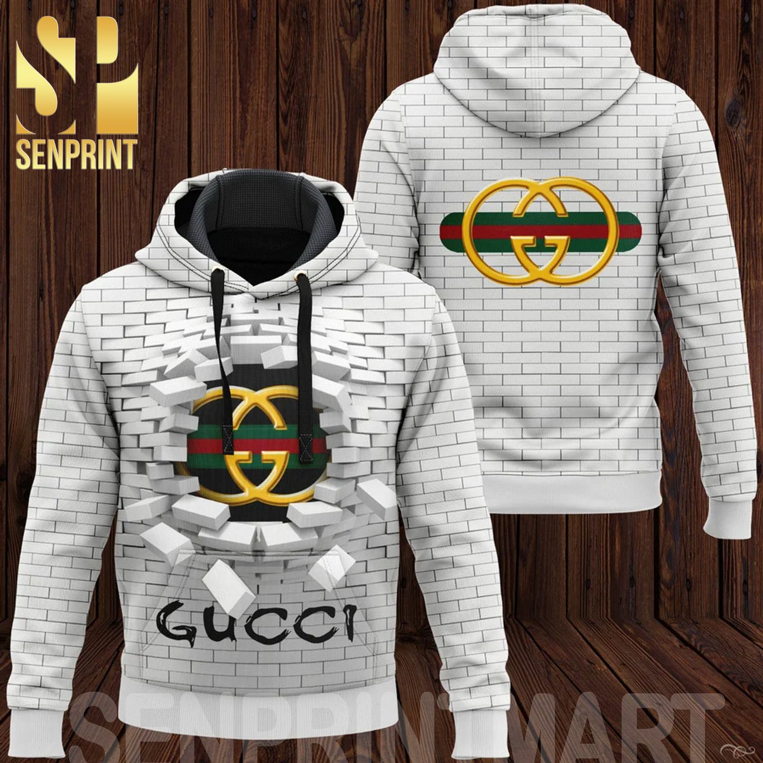 Gucci White Classic Symbol Pattern Full Printing Shirt