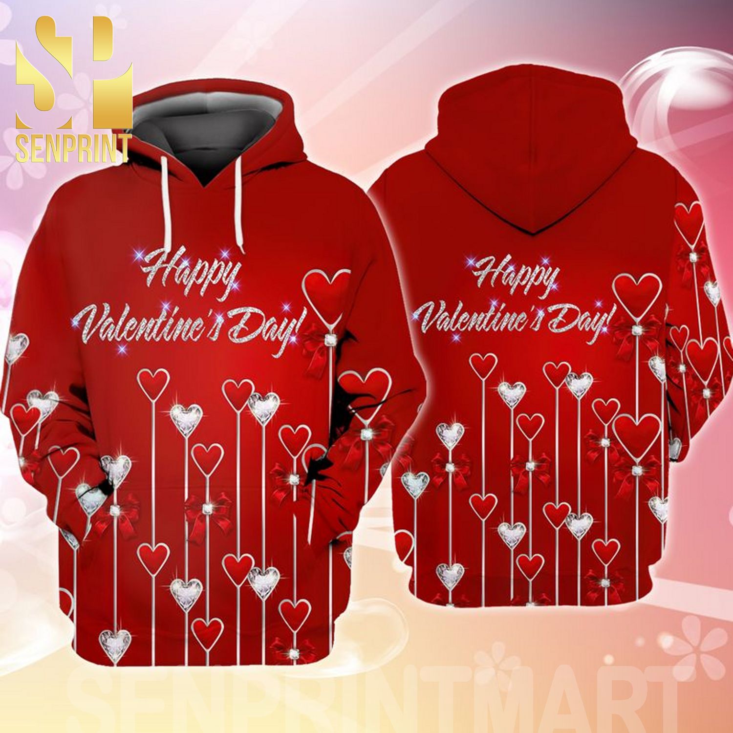 Happy Valentine’s Day Glitter Heart 3D Full Printing Shirt