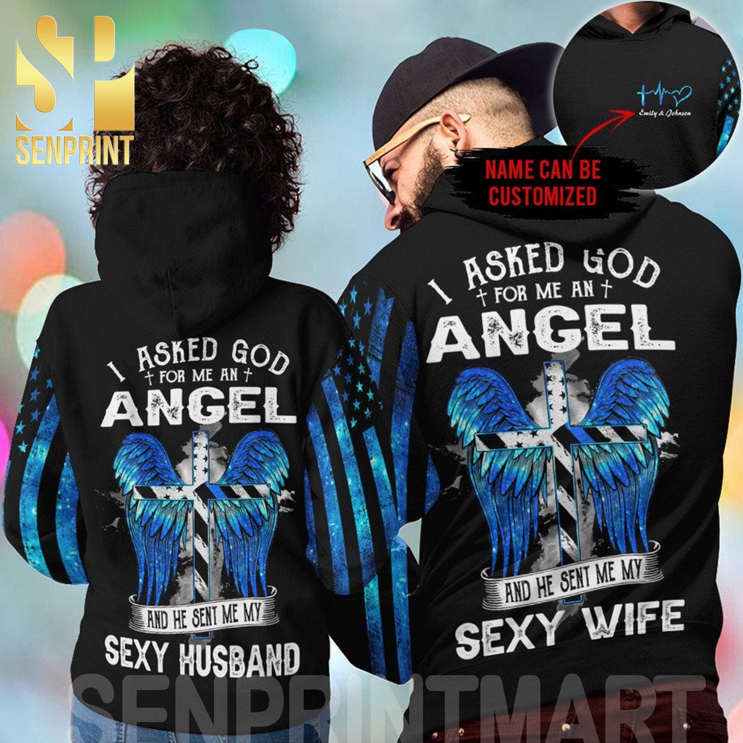 I asked god for me an angel and he sent me couple 3D Full Printing Shirt