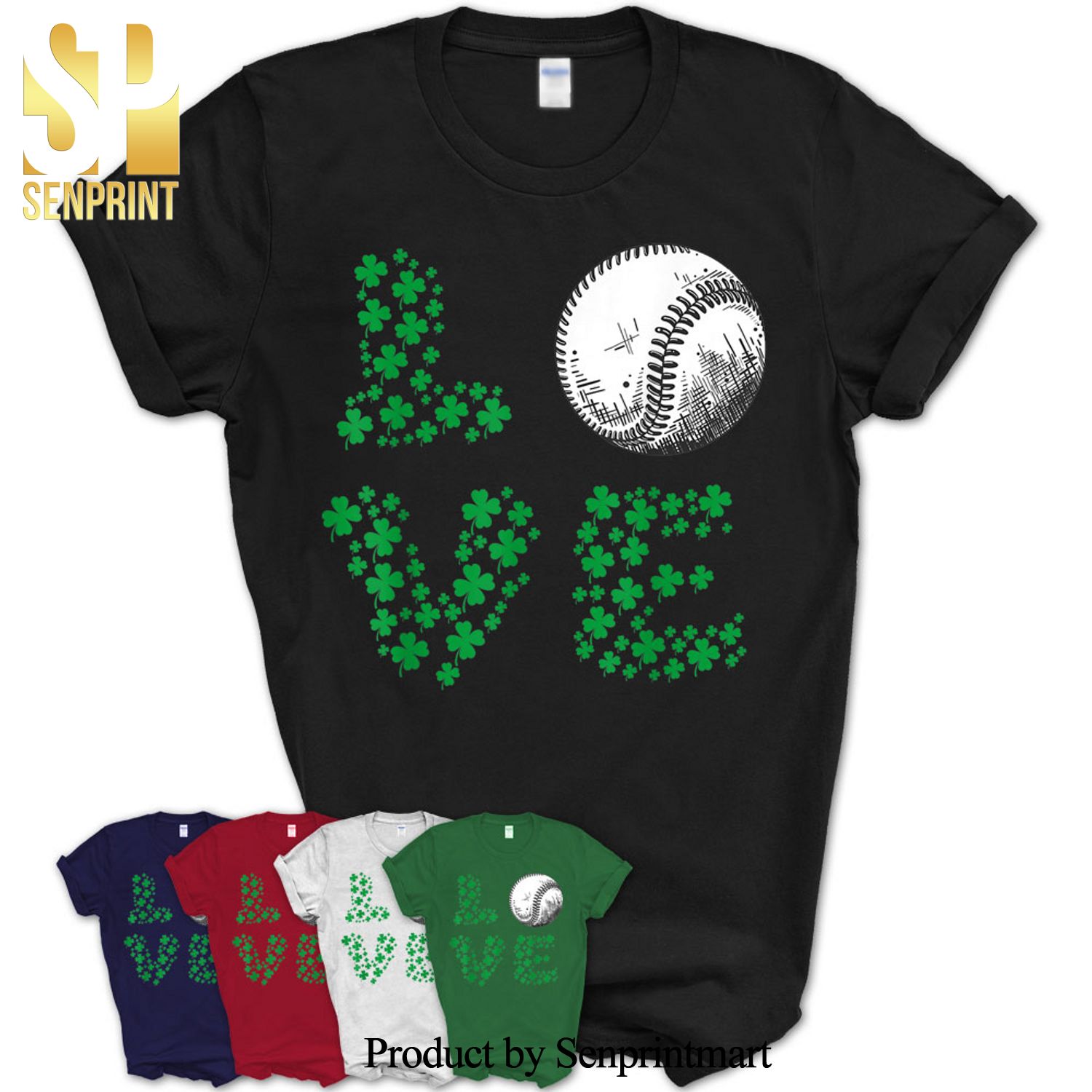 Baseball Shamrock Saint Patrick’s Day Men Women Kids Gift Shirt