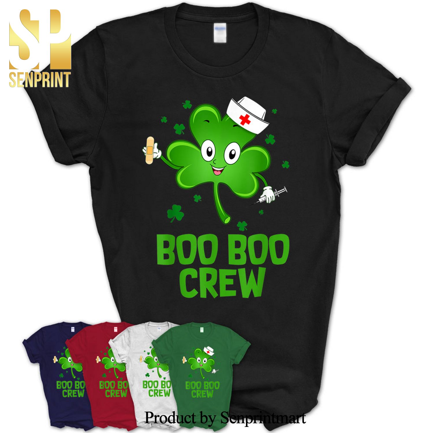 Boo Boo Crew Nurse Shamrock Funny Saint Patrick’s Day Gift Shirt