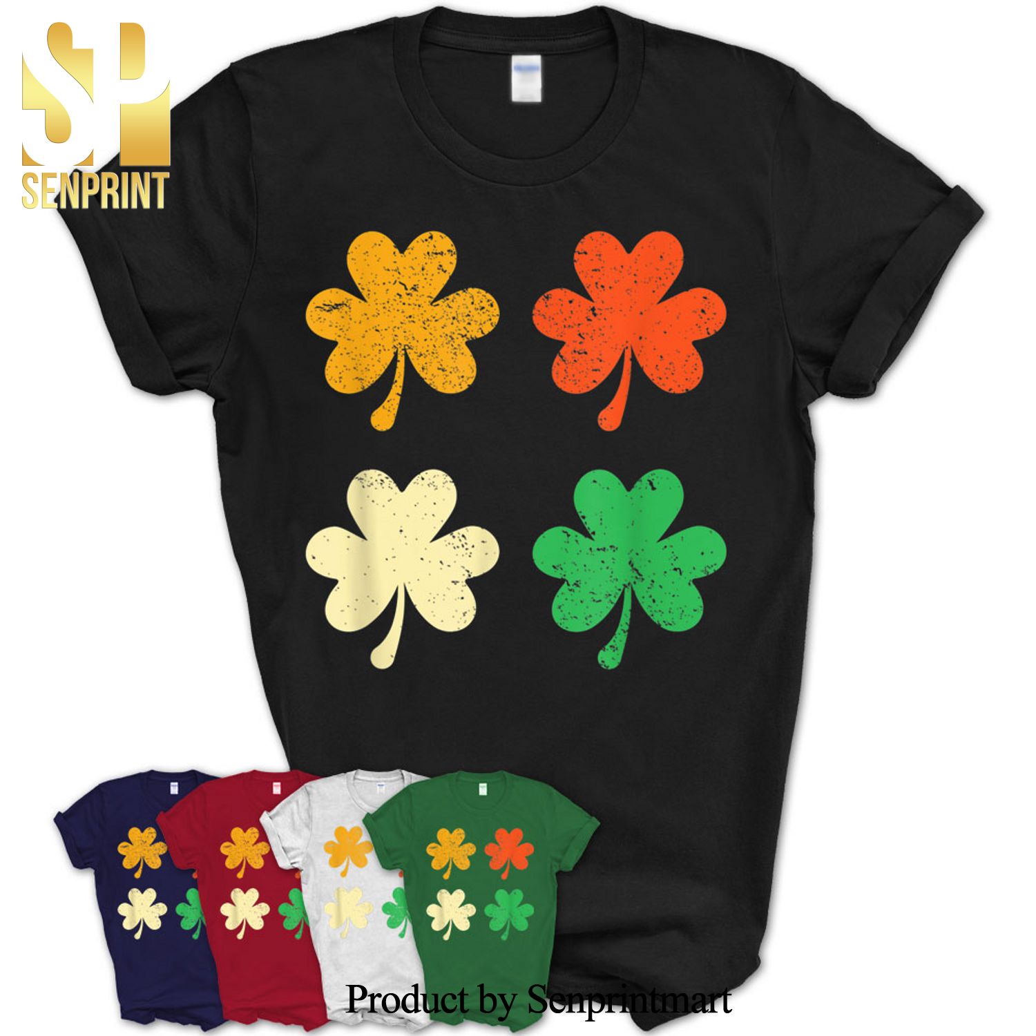 Cute Retro St Patricks Day Shamrock 4 Leaf Clover Luck Gift Shirt