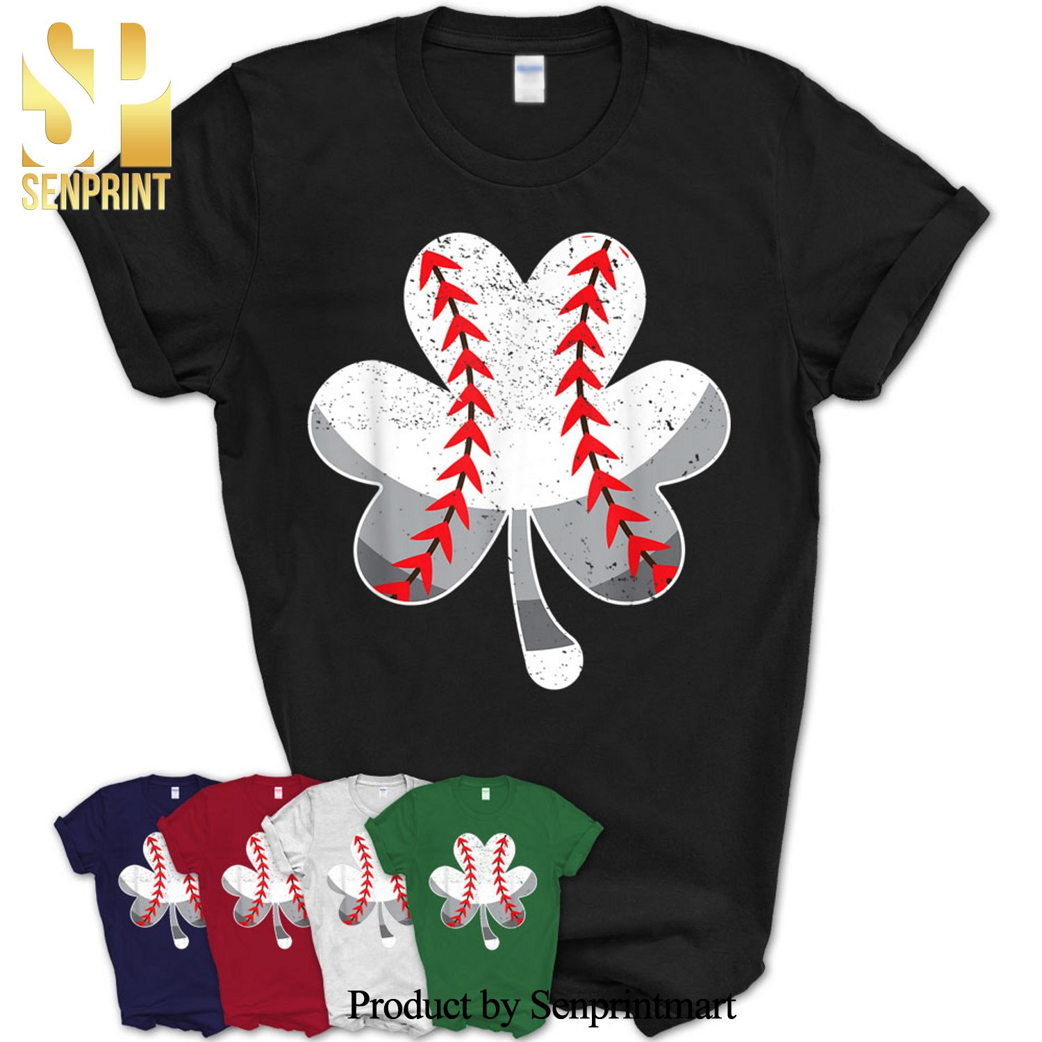 Four Leaf Clover Baseball Player Shamrock St Paddys Day Gift Shirt