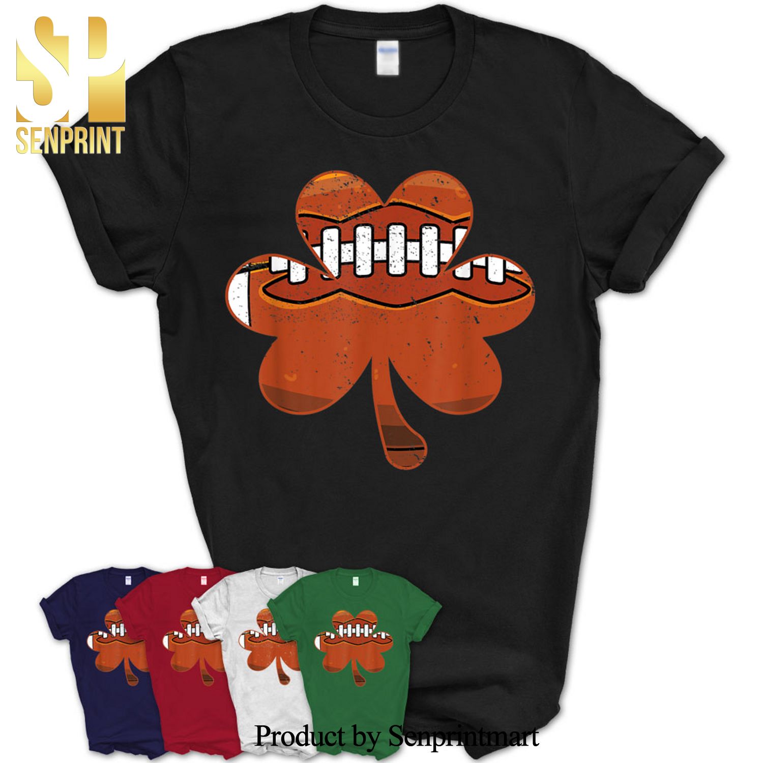 Four Leaf Clover Football Player Shamrock St Paddys Day Gift Shirt