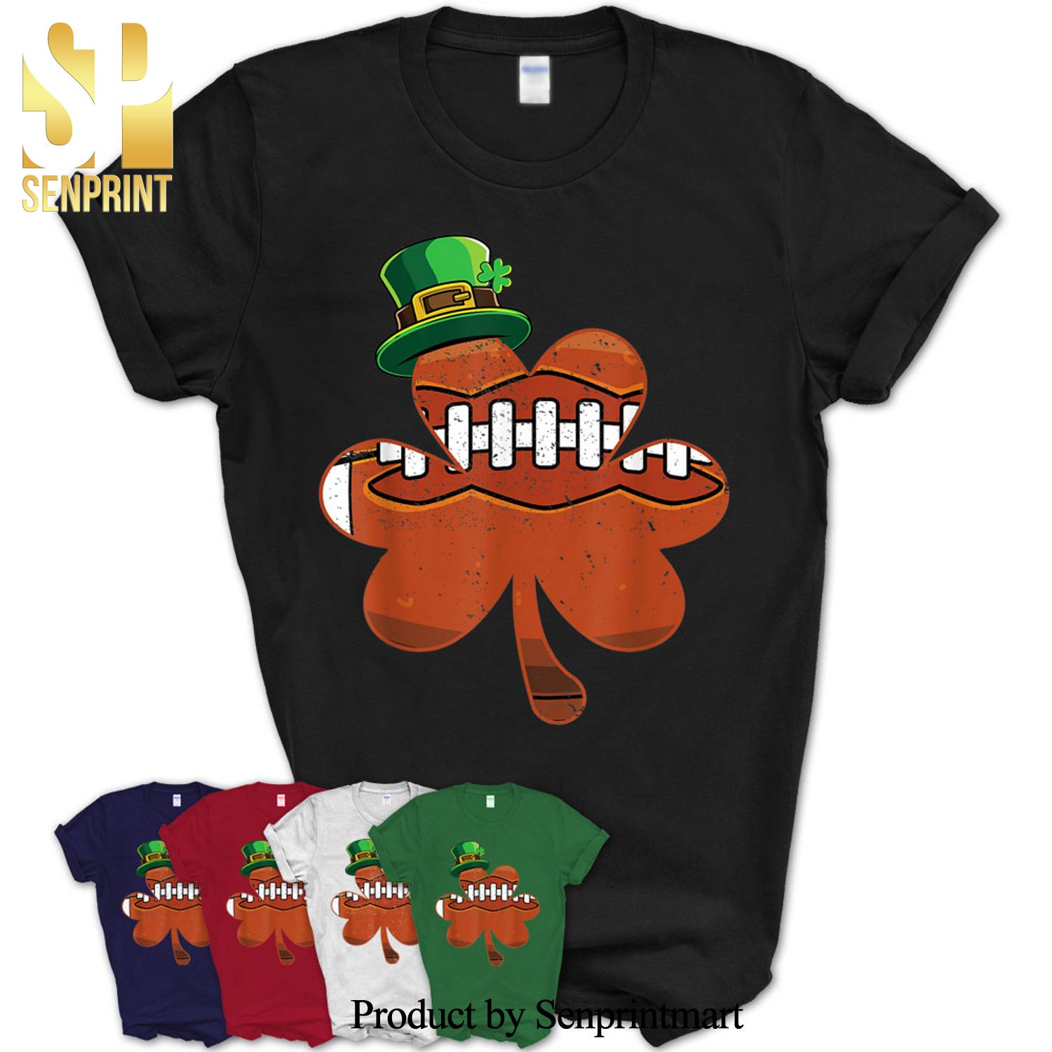 Four Leaf Clover Football Player Shamrock St Paddys Day Gift Shirt – XC71