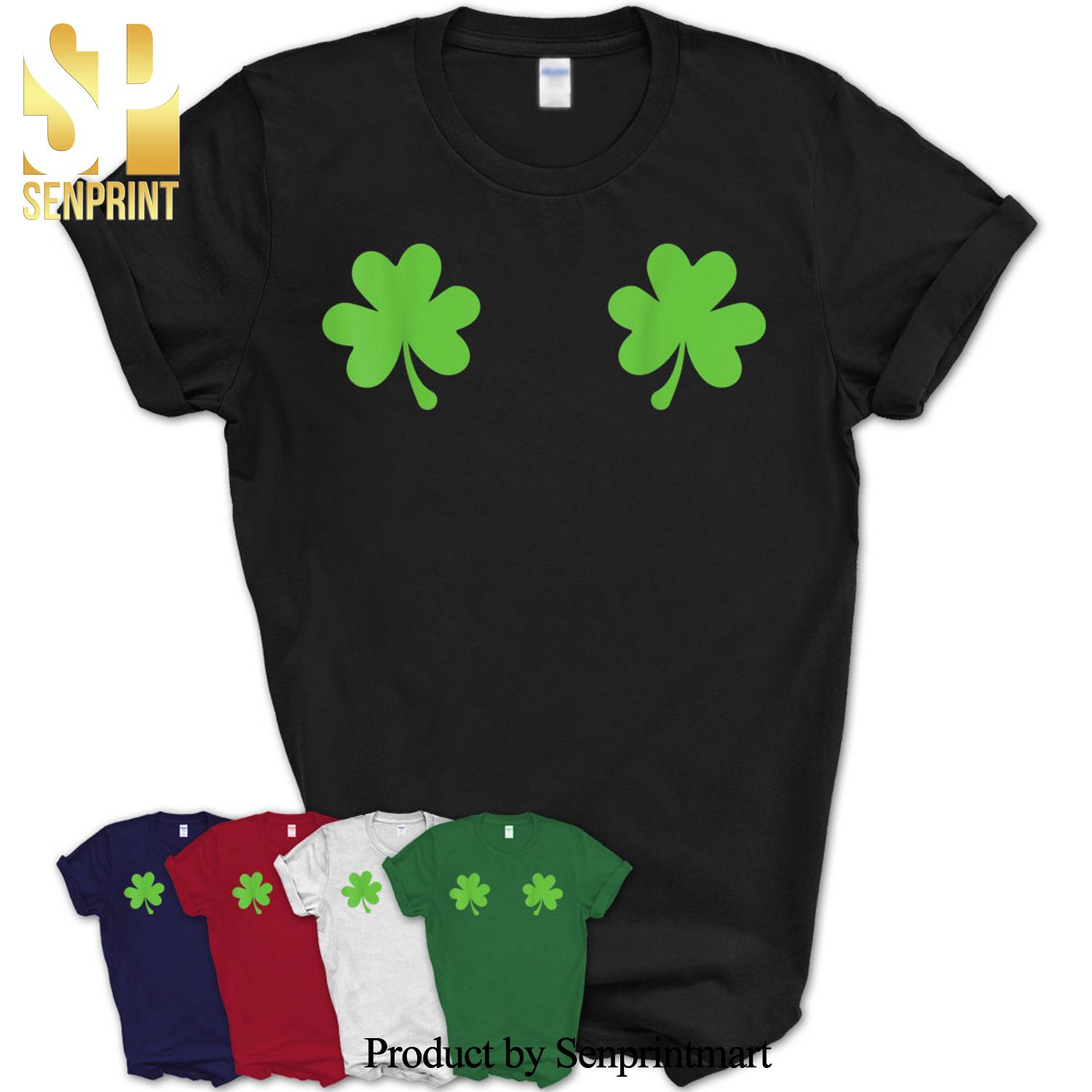 Four Leaf Clover Shamrock Boobs Womens St Patricks Day Gift Shirt