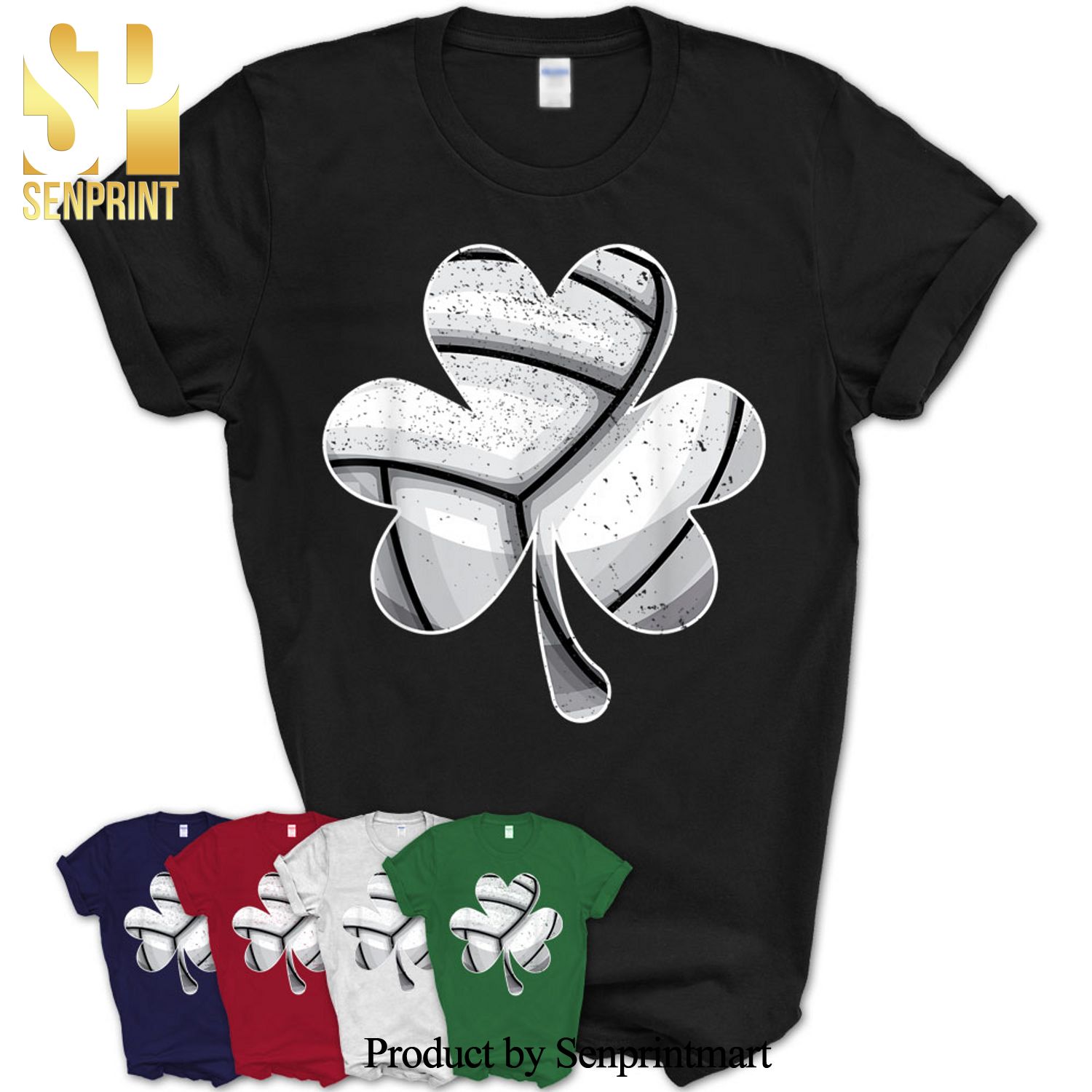 Four Leaf Clover Volleyball Shamrock St Paddys Day Gift Shirt