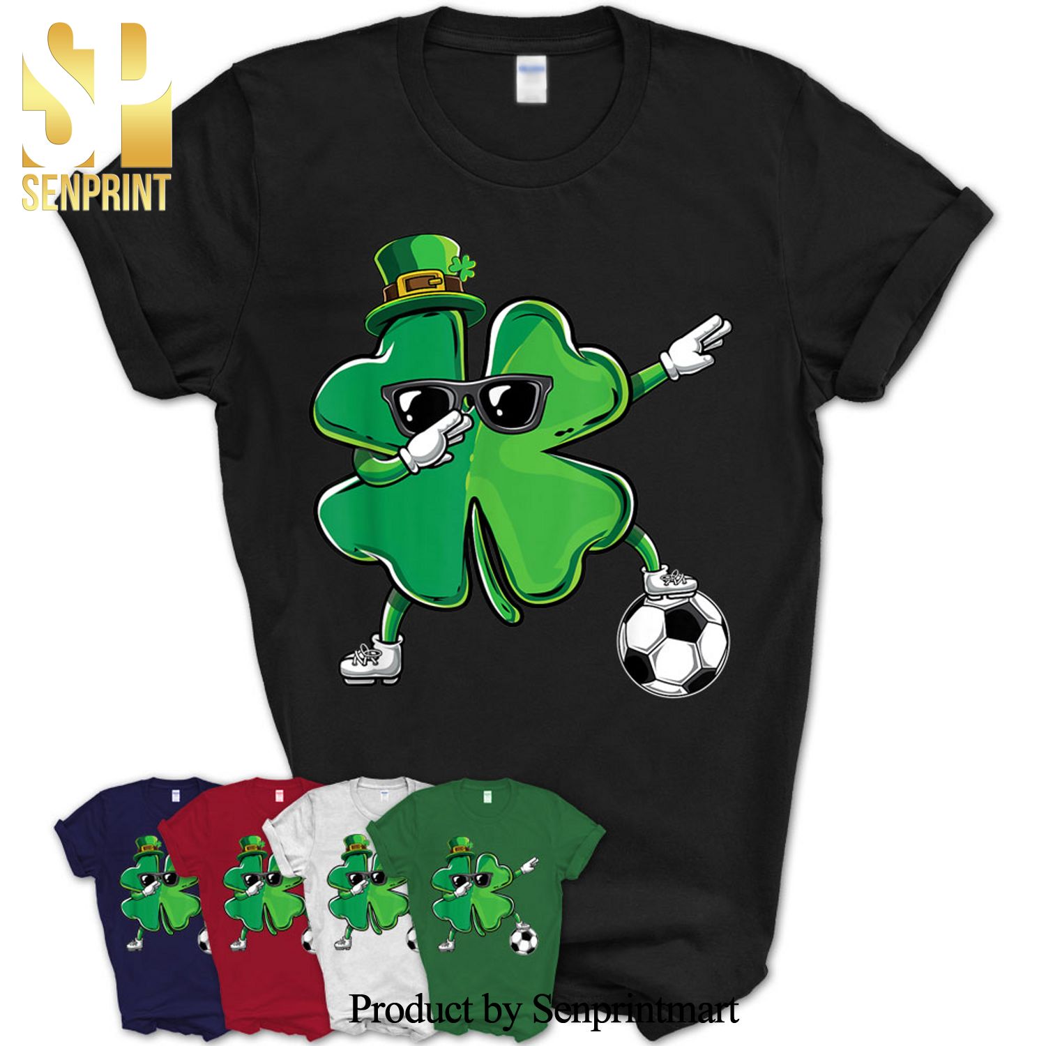 Funny Dabbing Shamrock Dab Soccer St Paddys Day Boys Gift Shirt