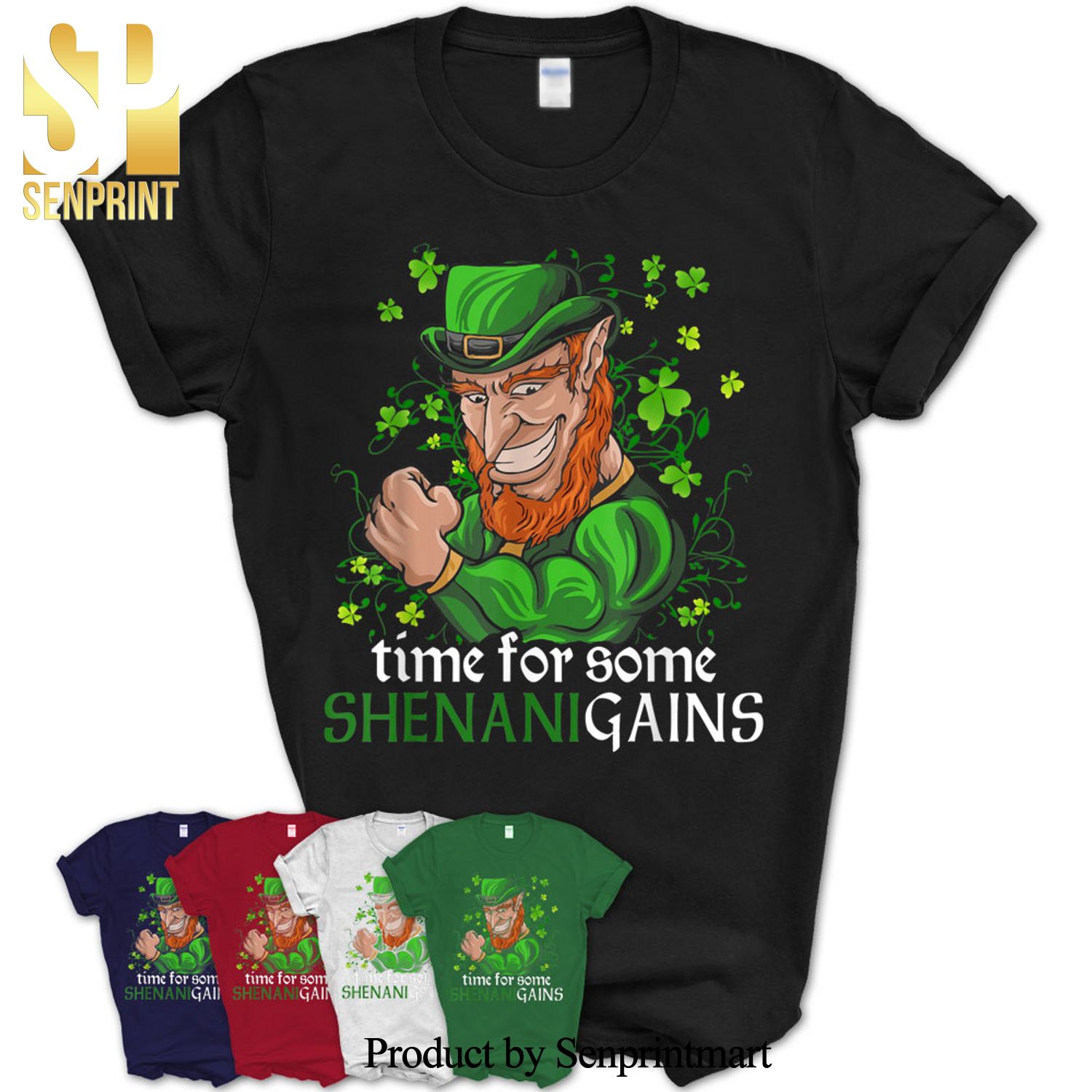 Funny St Paddy’S Day Gym Pun Saying Irish Lifting Leprechaun Shirt