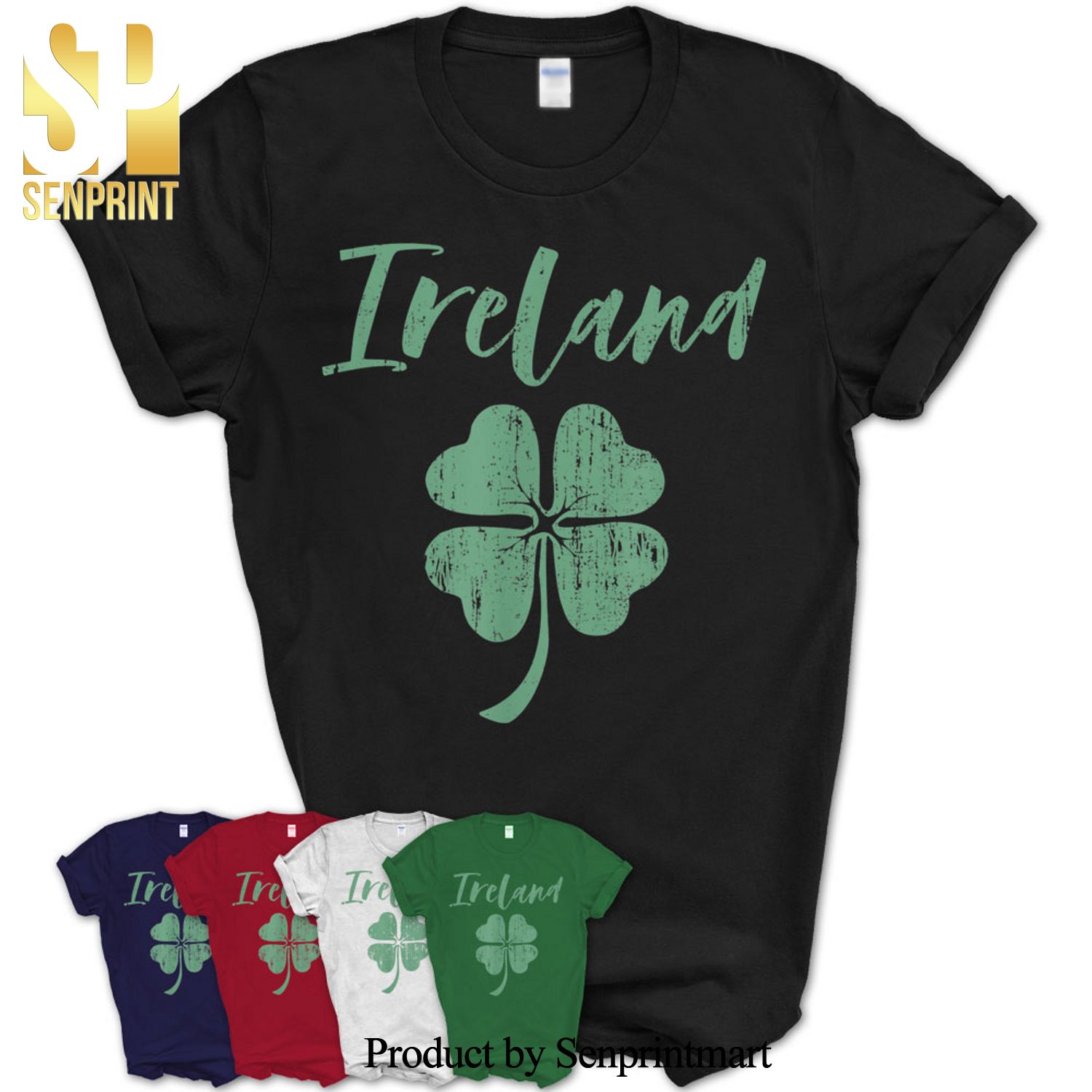 Ireland Irish Shamrock 4 Leaf Clover St Patricks Day Vintage Shirt