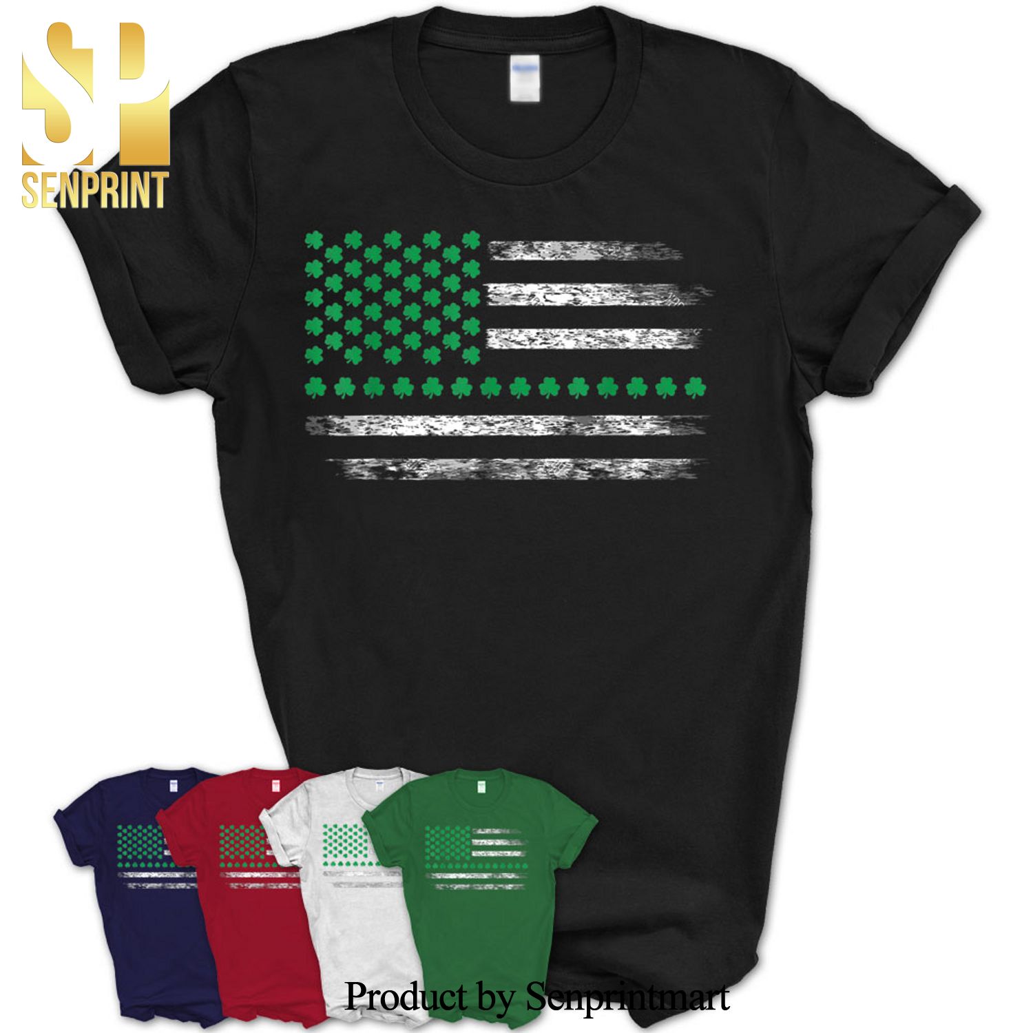 Irish American Flag Saint Patrick’s Day Shamrock Shirt