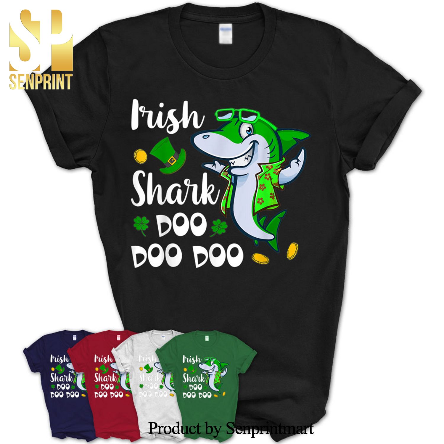 Irish Shark Doo Doo Doo Saint Patrick’s Day Boys Kids Men Gifts Shirt