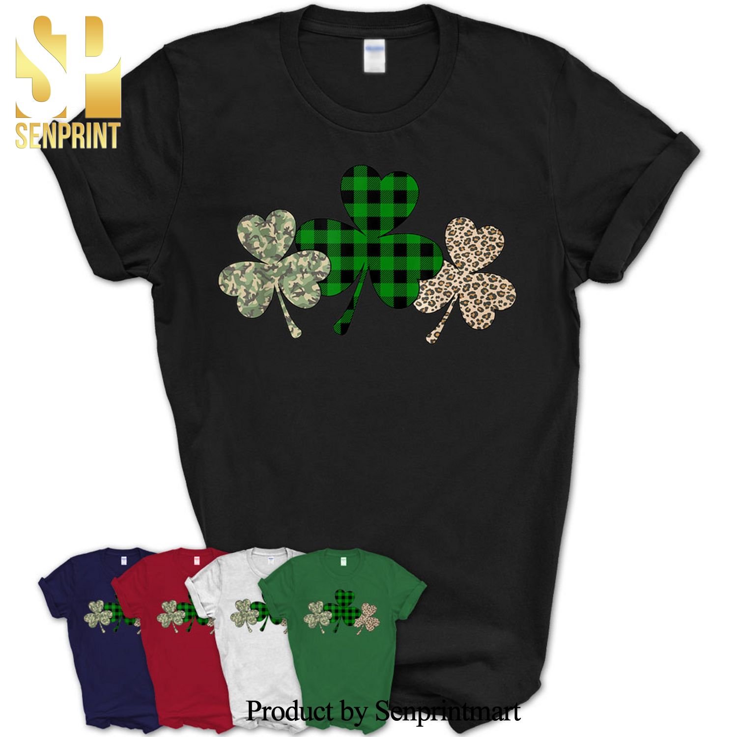 Leopard Print Three Shamrocks Saint Patrick’s Day Gifts Shirt