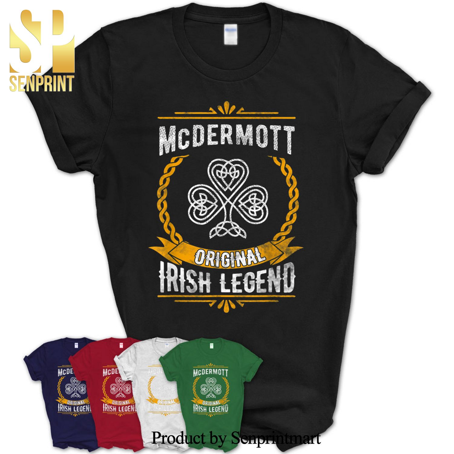 Mcdermott Irish Name Gift Vintage Ireland Family Surname Shirt