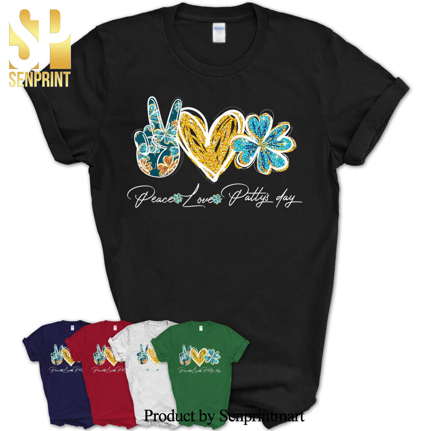Peace Love Four Leaf Clover Saint Patrick’s Day Gifts Shirt