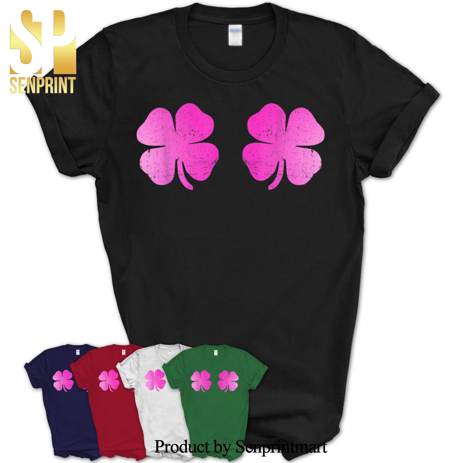 Pink Shamrock Boobs Saint Patrick’s Day Breast Cancer Awareness Shirt