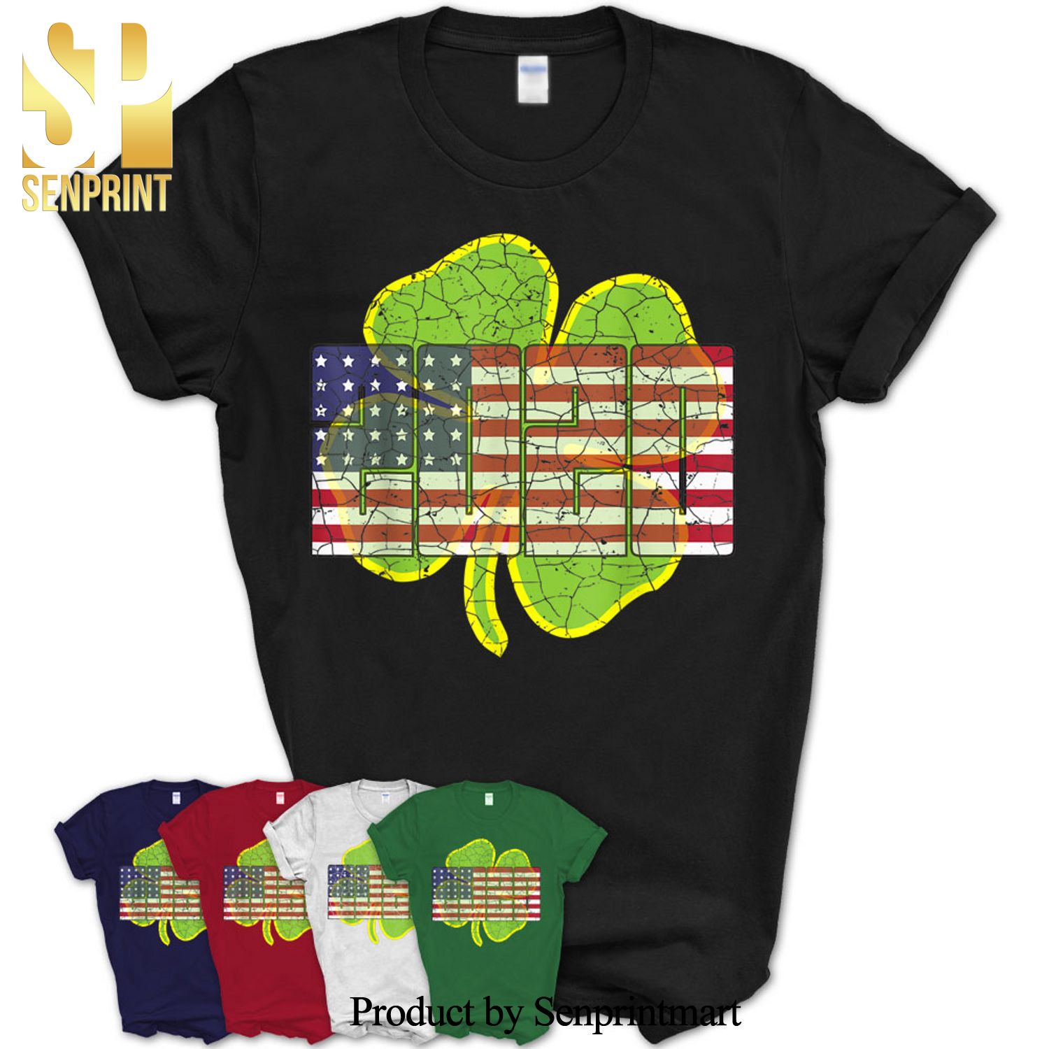 Saint Patrick’s Day 2020 Four Leaf Clover Shamrock Usa Flag Shirt
