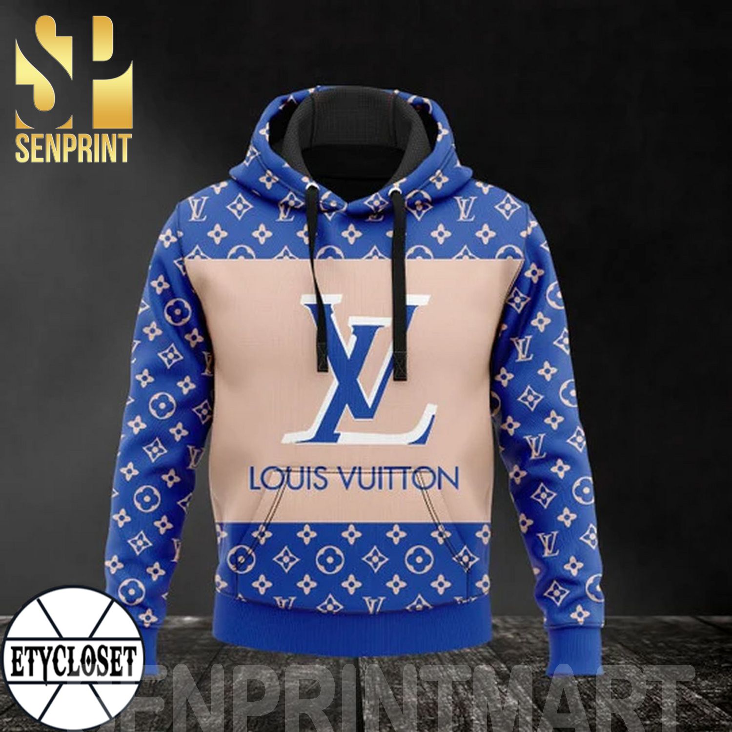 Louis Vuitton Blue Classic Symbol Pattern Full Printed Shirt