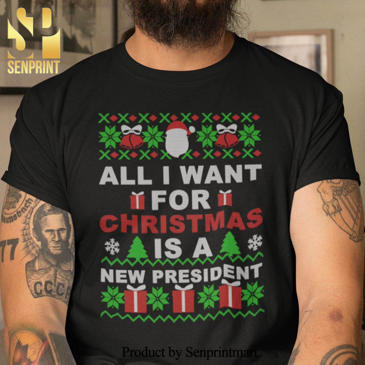 All I Want For Christmas Is A New President Gifts Shirt Ugly Christmas