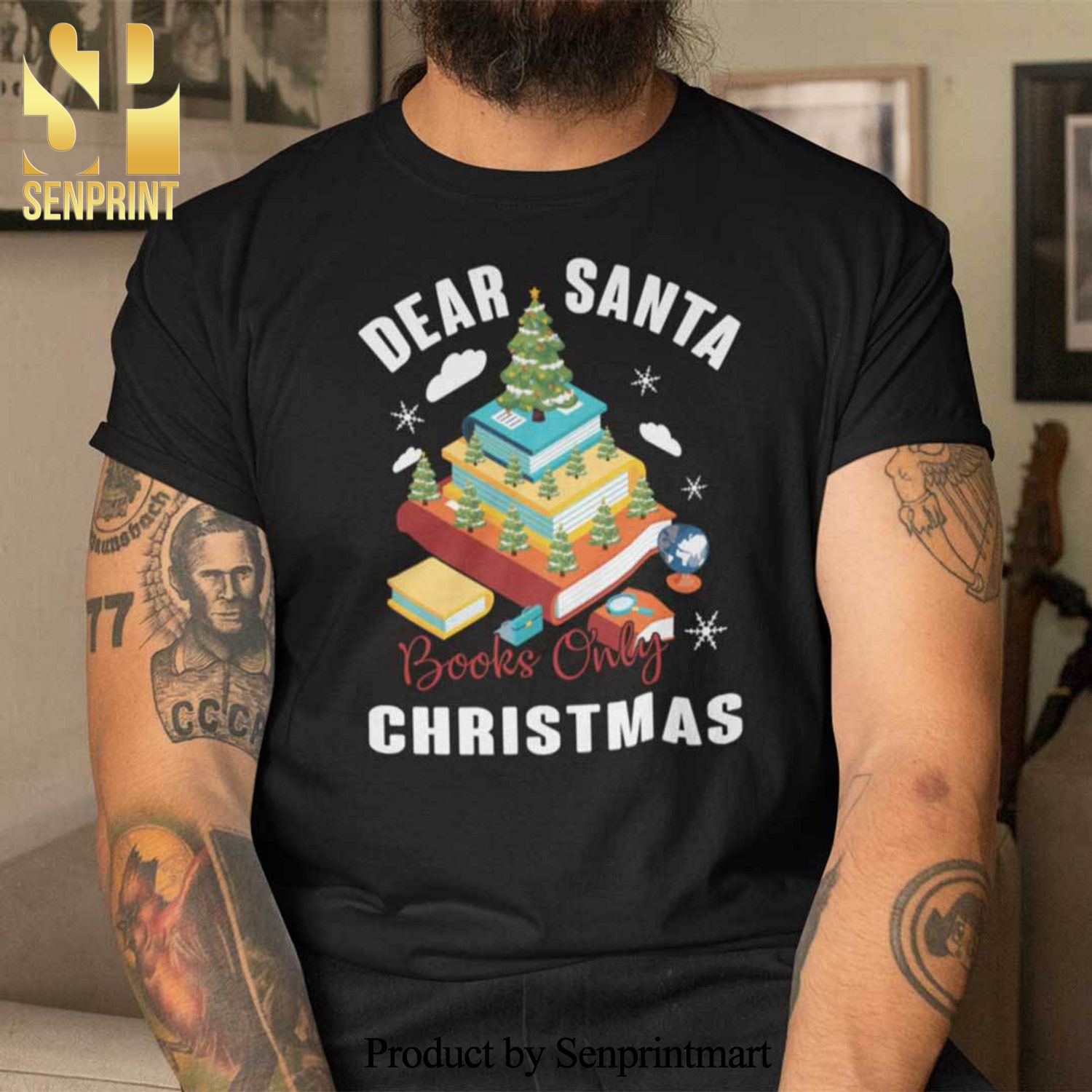 Book Christmas Tree Christmas Gifts Shirt Dear Santa Books Only Christmas