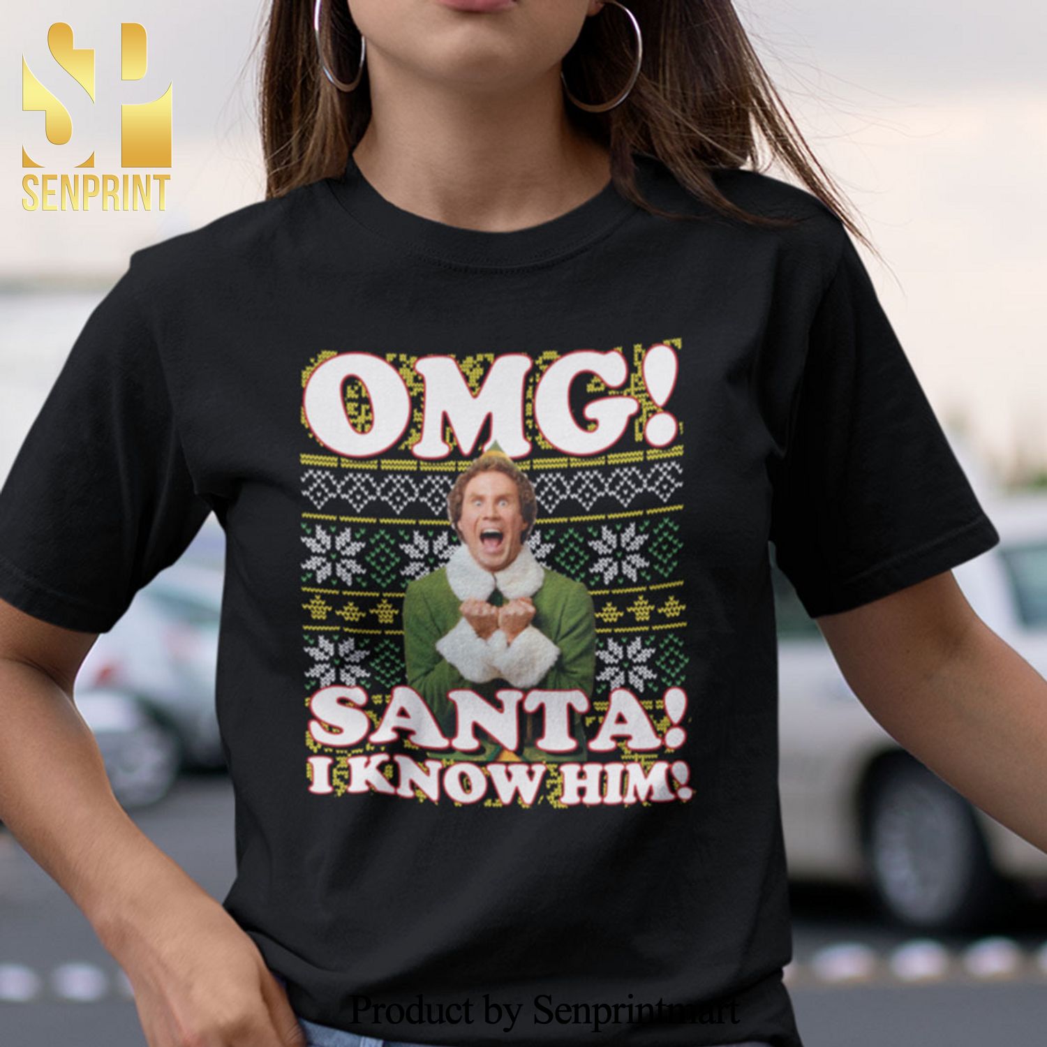 Buddy The Elf Christmas Gifts Shirt OMG Santa I Know Him