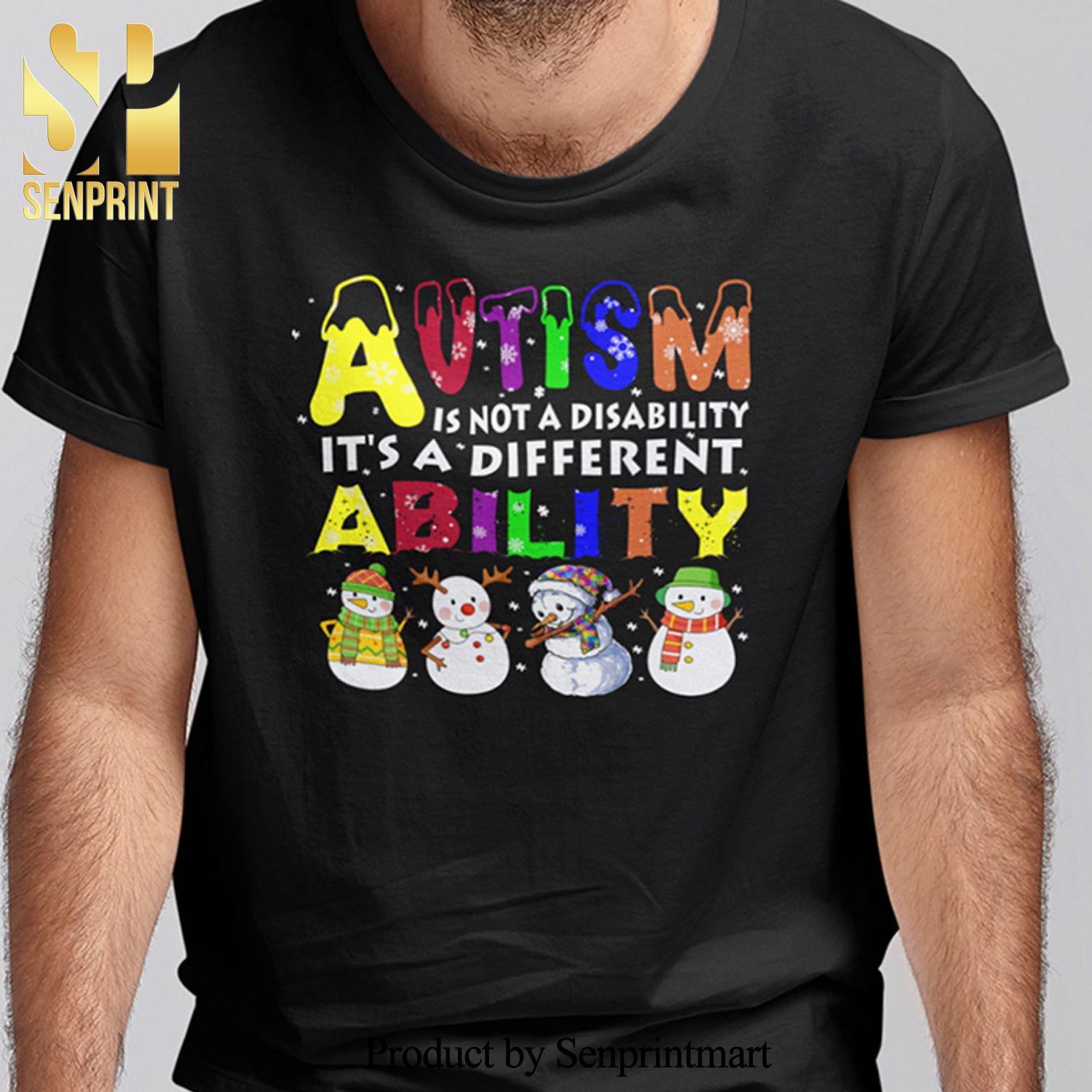Christmas Autism Christmas Gifts Shirts Autism It’s Not A Disability Snowman