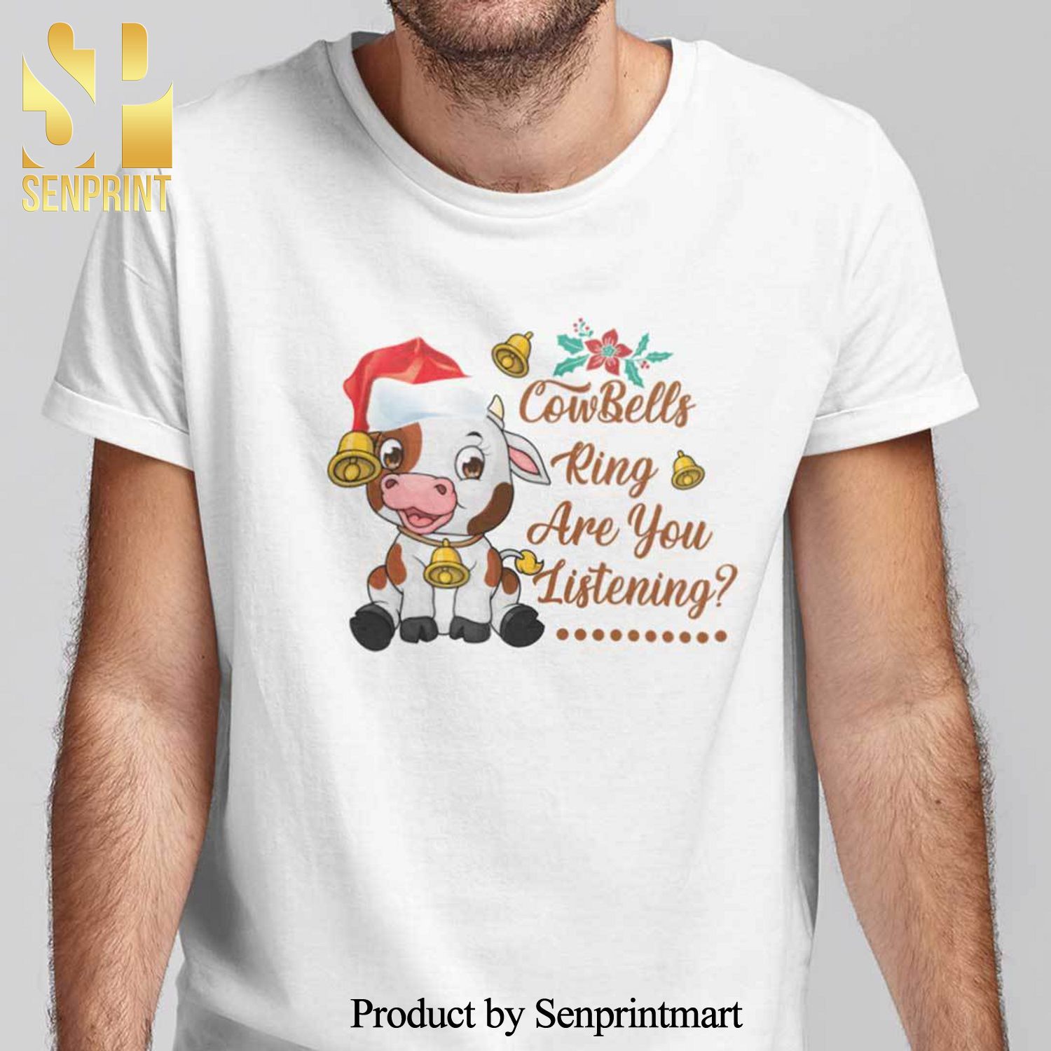 Christmas Cow Christmas Gifts Shirt CowBells Ring Are You Listening