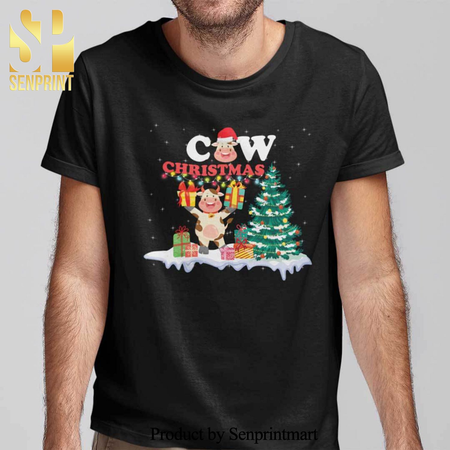 Christmas Cow Christmas Gifts Shirt Merry Xmas Tee