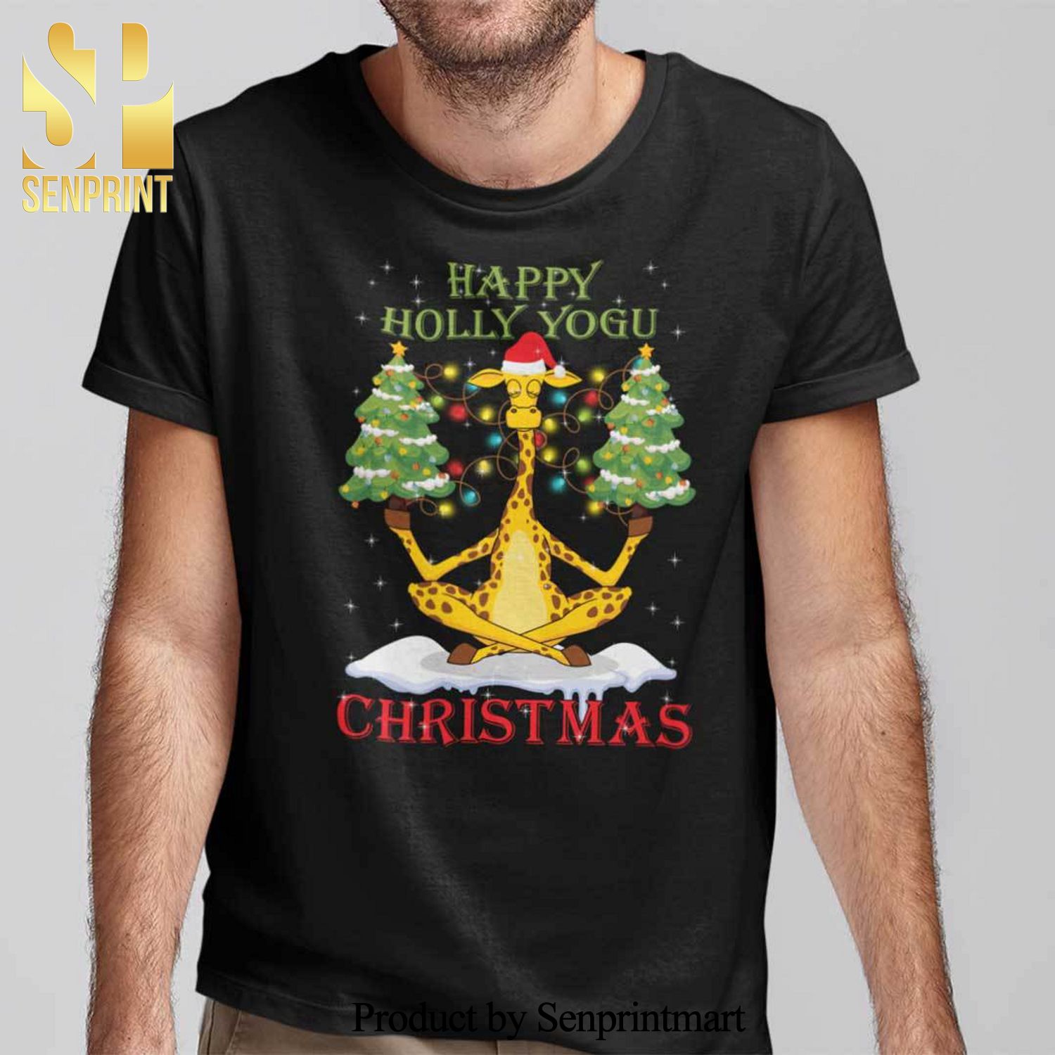 Christmas Giraffe Gifts Shirt Happy Holly Yogu Christmas